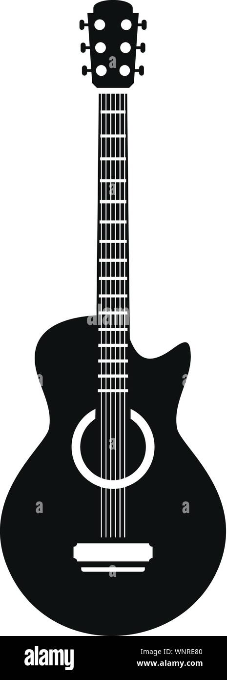 Icona a forma di chitarra. Illustrazione semplice della chitarra icona vettoriali per il web design isolato su sfondo bianco Illustrazione Vettoriale