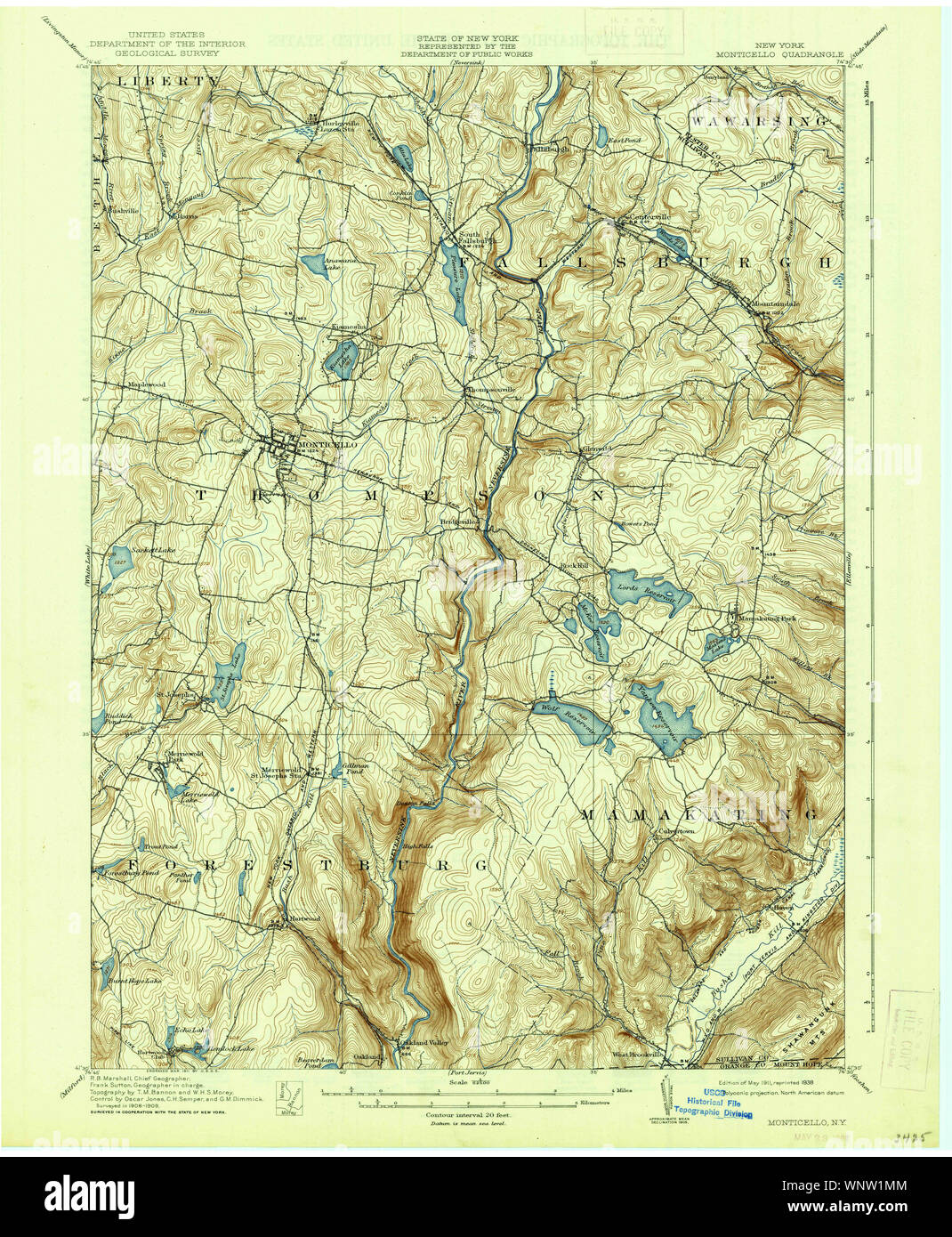 Mappa di monticello new york immagini e fotografie stock ad alta