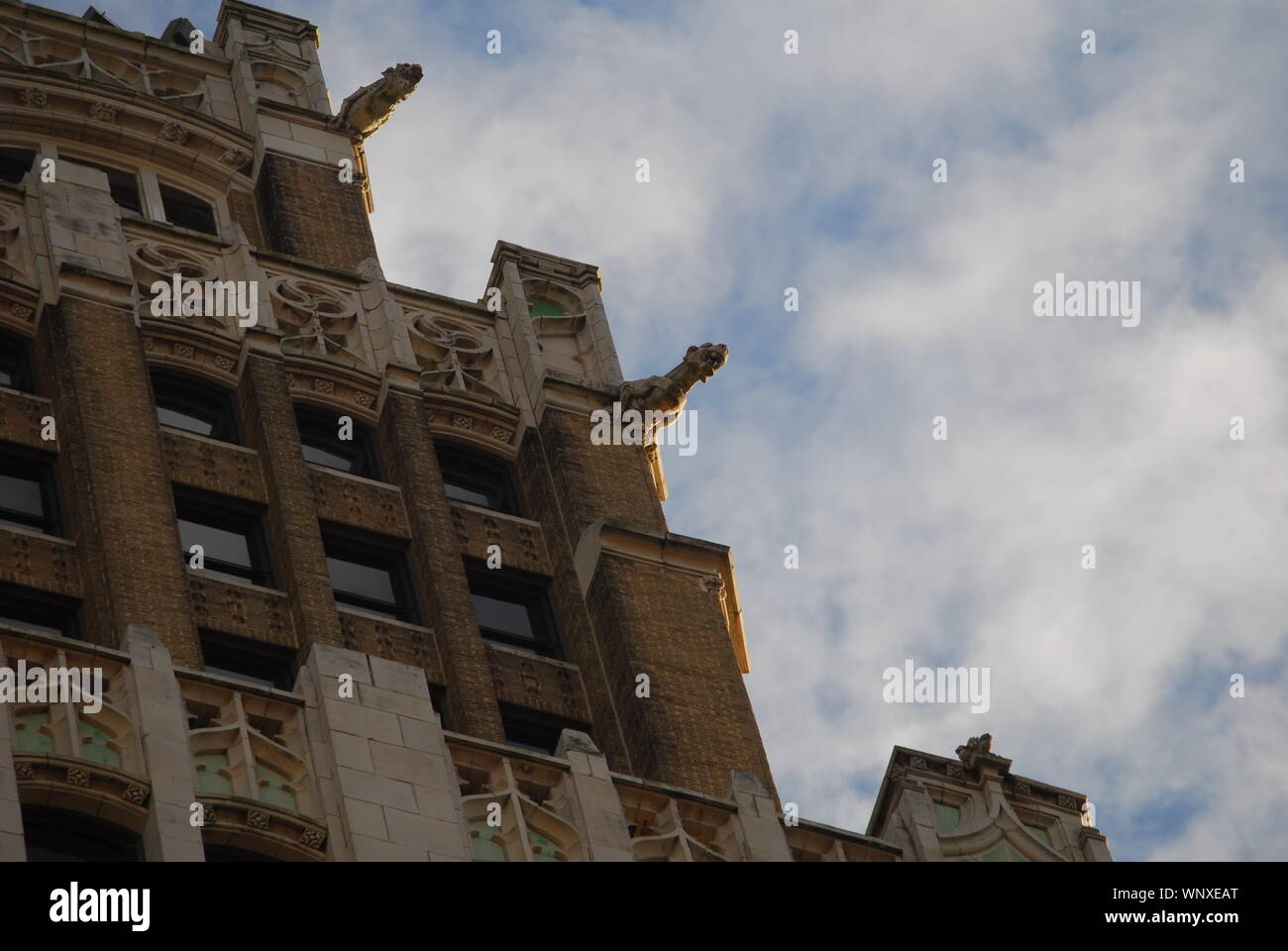 Doccioni sul lato della torre Life building in San Antonio, Texas. Foto Stock