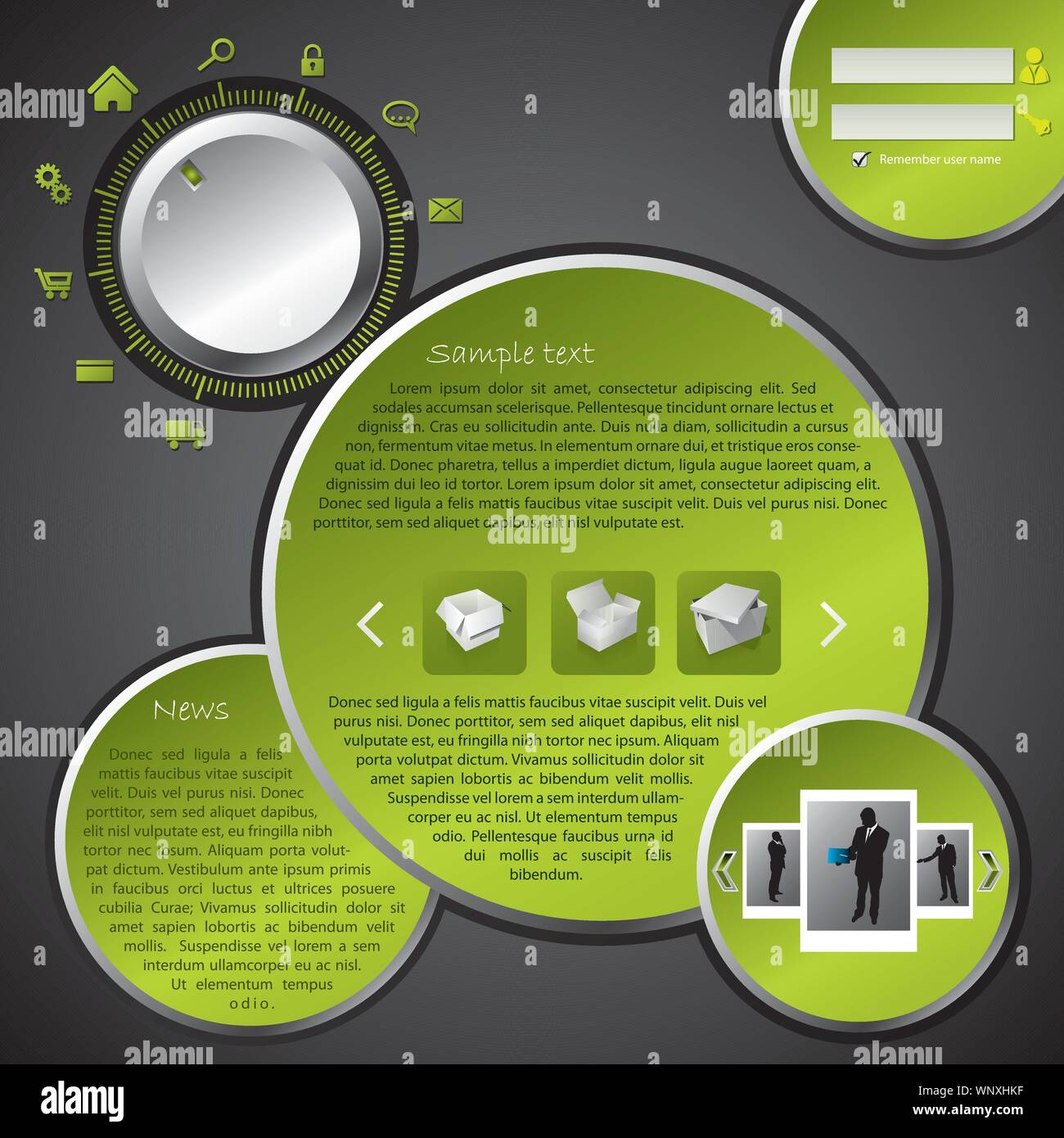 Modello di sito web design con orientabili selezione menu Illustrazione Vettoriale