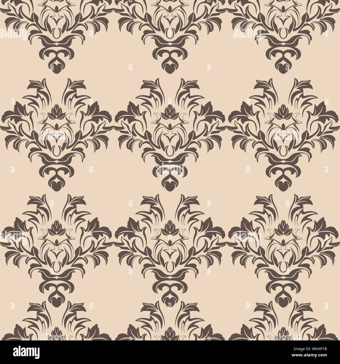 Beige vettore romance seamless pattern.Pattern per la piastrella di tende per la carta da parati Illustrazione Vettoriale