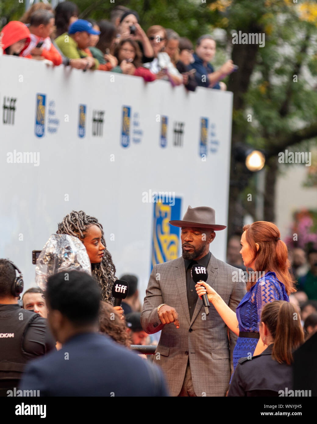 Toronto, Canada - 6 Settembre 2019: Jamie Foxx essendo intervistato al Toronto International Film Festival (TIFF) prima allo screening del suo film Foto Stock