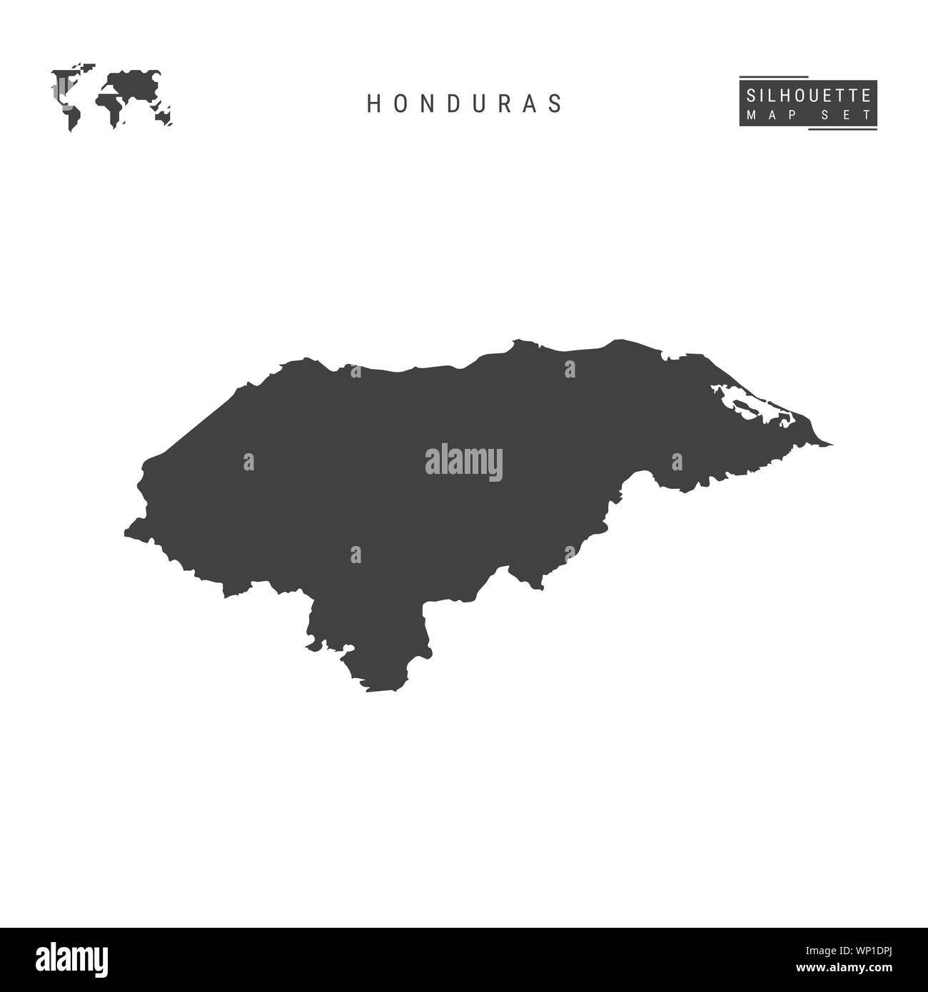 Honduras Mappa vuota isolata su sfondo bianco. High-Detailed silhouette nera Mappa di Honduras. Foto Stock