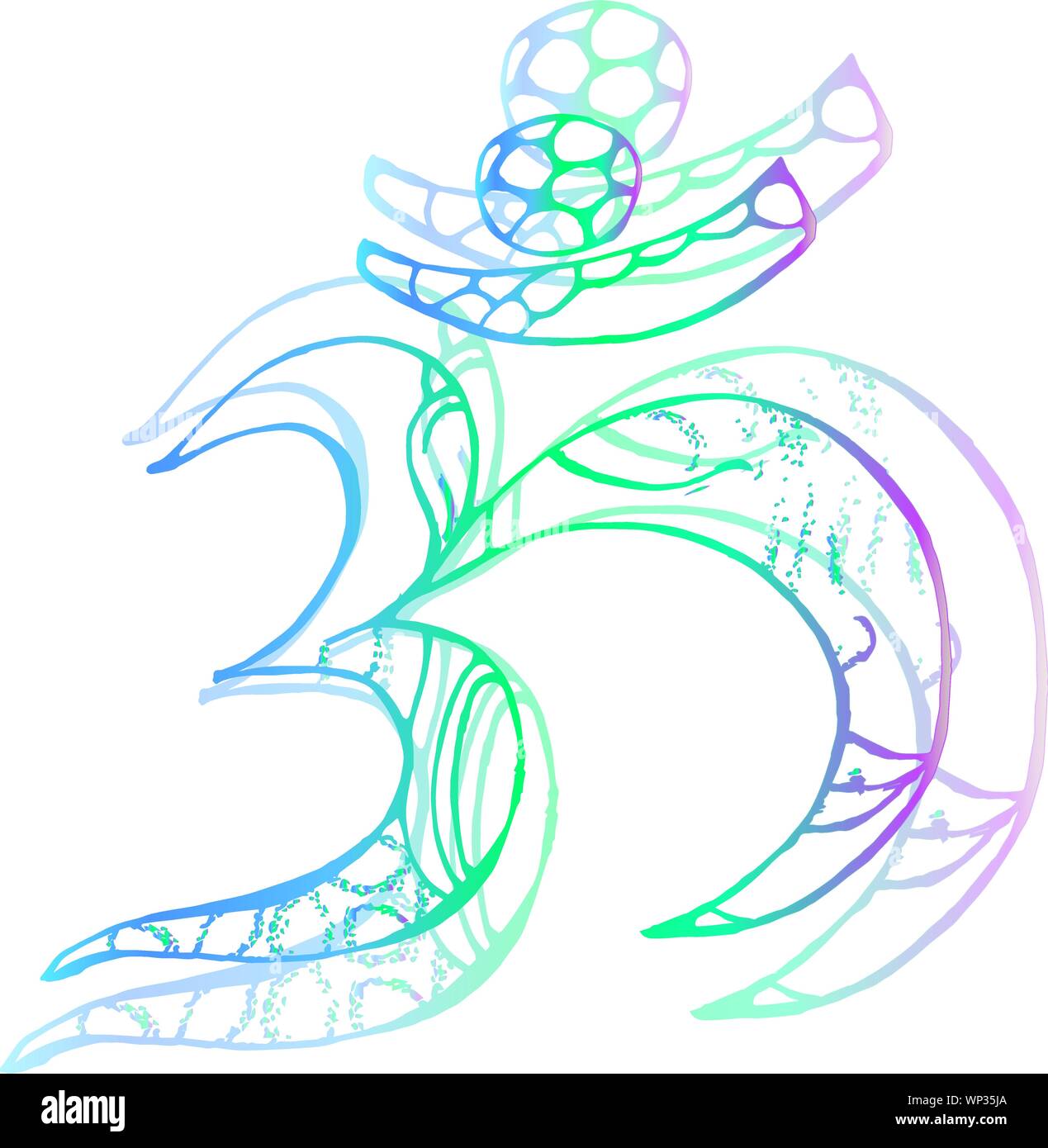 Illustrazione di gradiente di Ohm e il Buddha in esso. Idea Tattoo Illustrazione Vettoriale