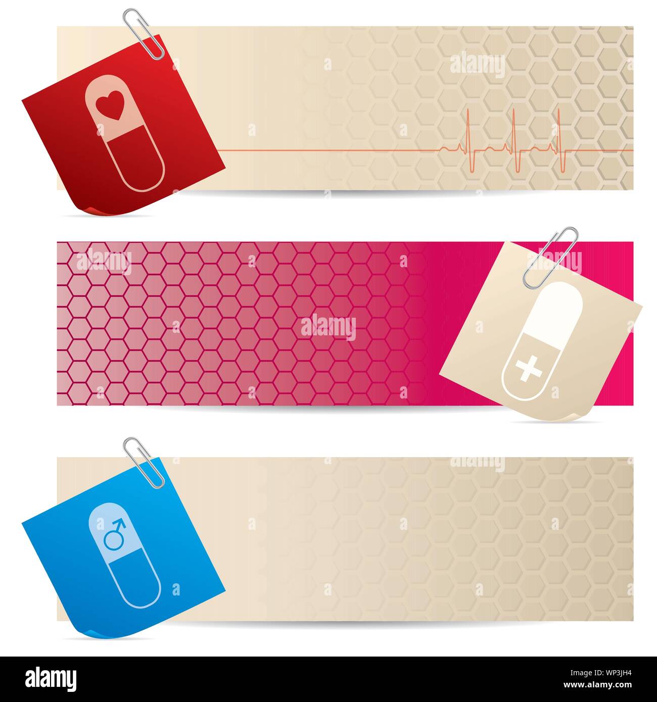 Banner medico con annesso notepapers Illustrazione Vettoriale