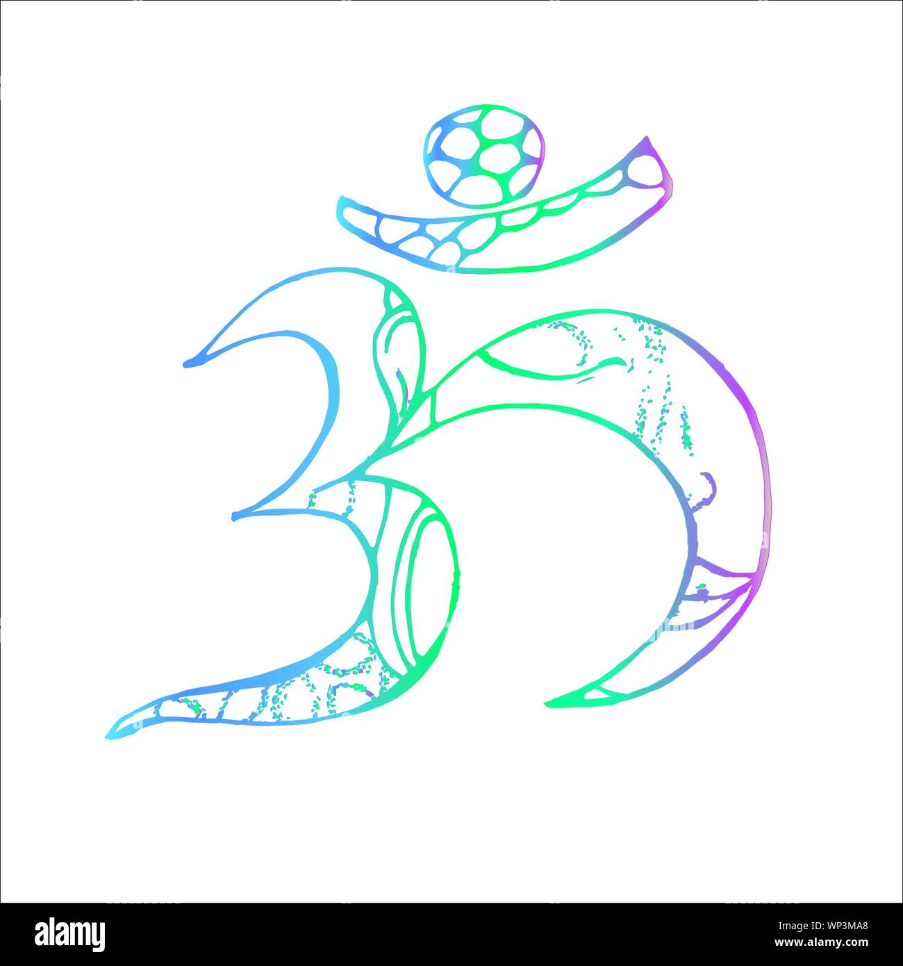 Illustrazione di gradiente di Ohm e il Buddha in esso. Idea Tattoo Illustrazione Vettoriale