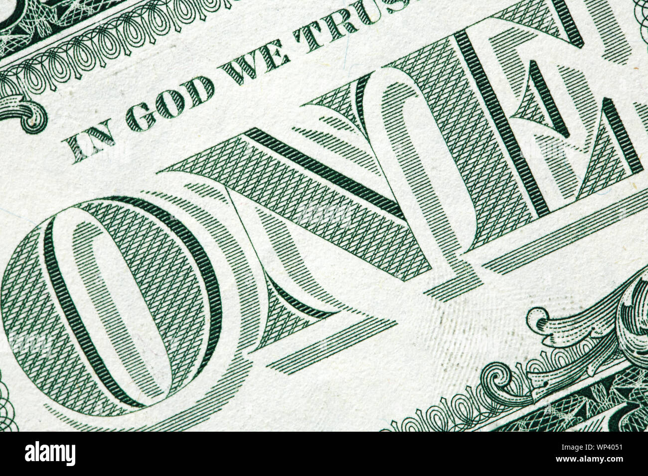 Frammento di un dollaro USA banconota closeup estreme Foto Stock