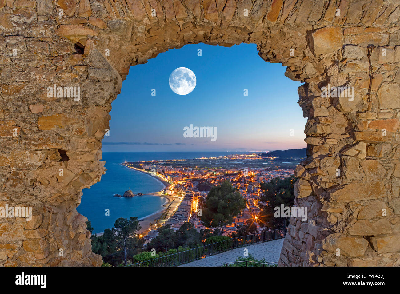 Porta il CASTELLO DI SANT JOAN Blanes Costa Brava Girona Catalogna SPAGNA Foto Stock