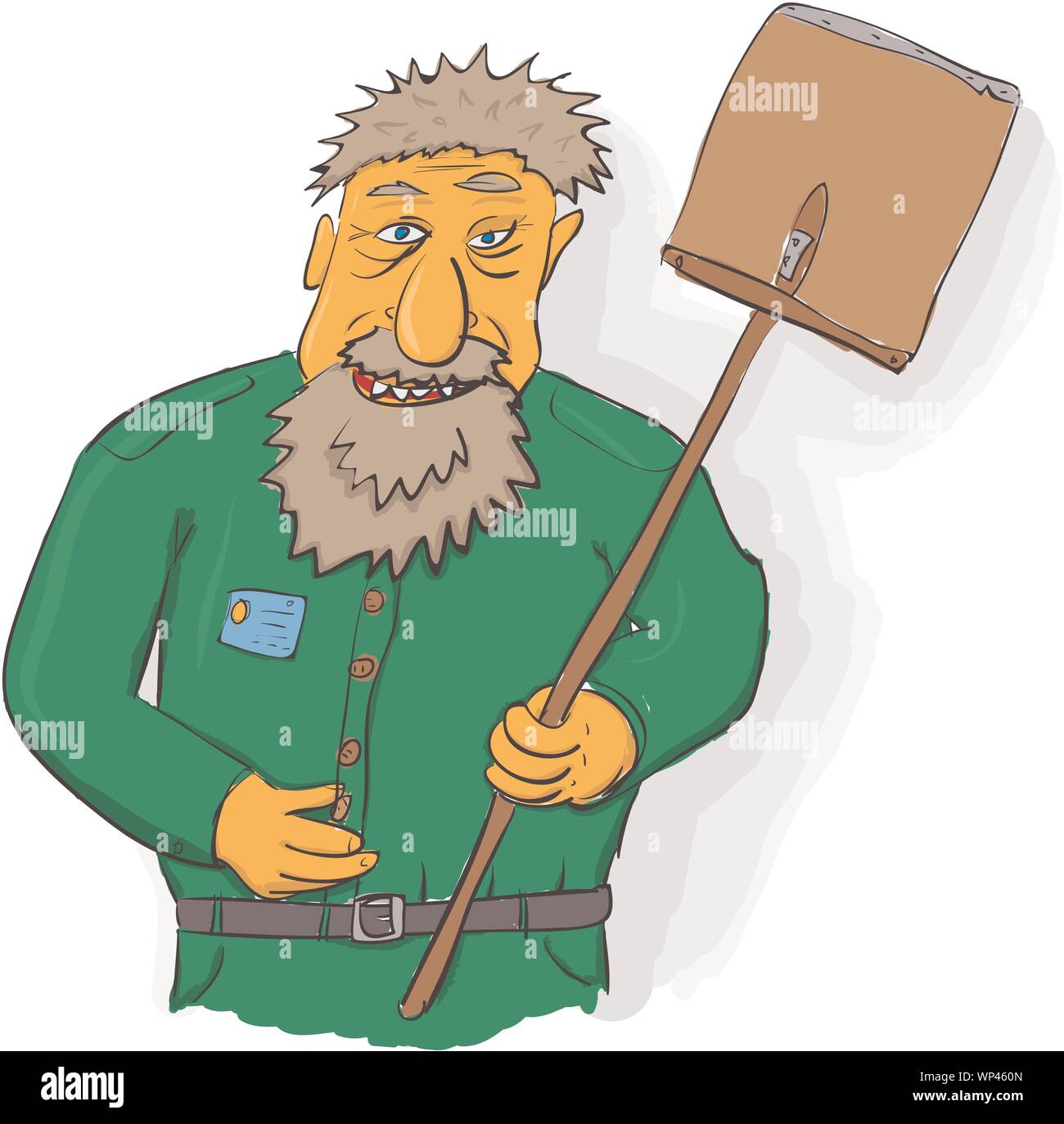 Vector art - bidello con grande pala Illustrazione Vettoriale