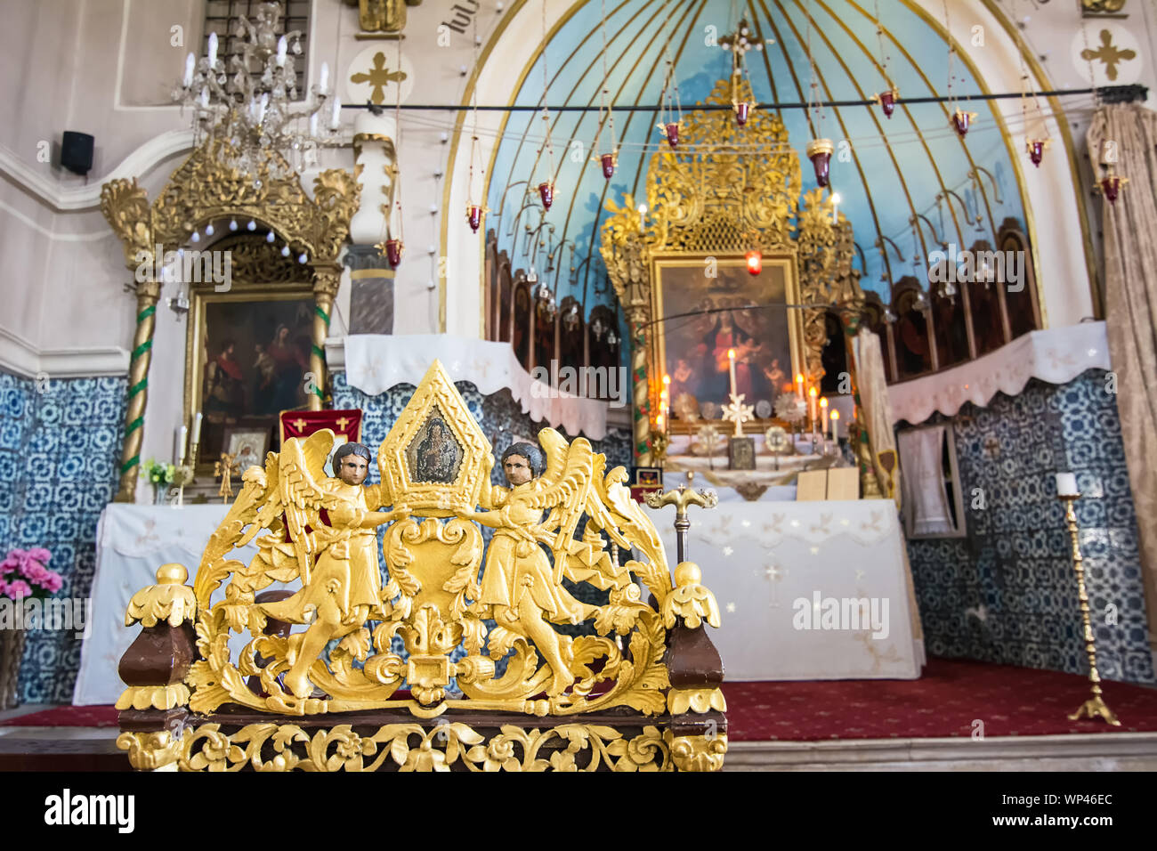 Dettaglio degli interni della Chiesa Armena Apostolica Chiesa Ortodossa 'Surp Kevork" di Plovdiv (Bulgaria) Foto Stock