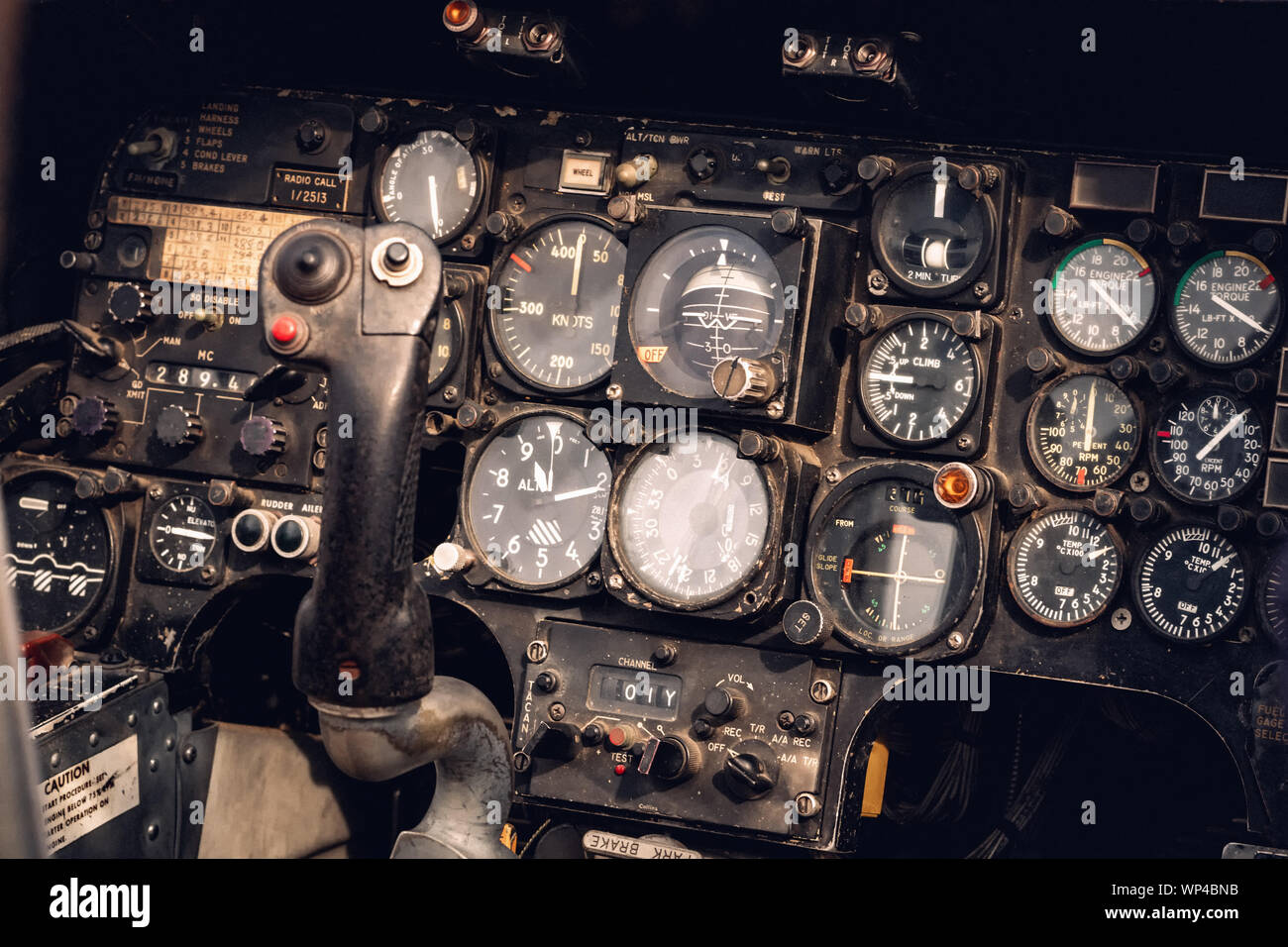 Vintage elicottero militare del pannello di controllo Foto Stock