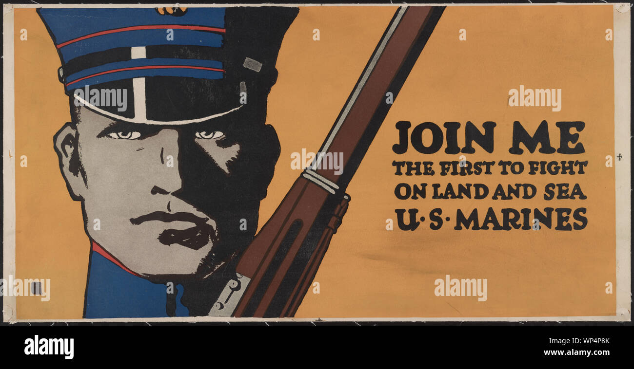 Unisciti a me - il primo a combattere per terra e per mare - STATI UNITI Marines Foto Stock
