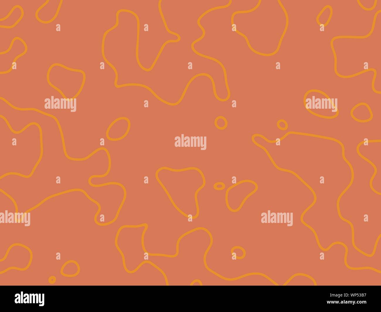 Disegno della linea di forme astratte e forme.giallo disegna una linea tracciata a mano illustrazione isolato su sfondo rosso. Il minimalismo di arte di contorno . Illustrazione Vettoriale