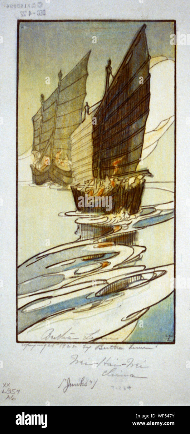 Giunche, Wei-hai-wei, Cina / firma: Bertha Lum Foto Stock