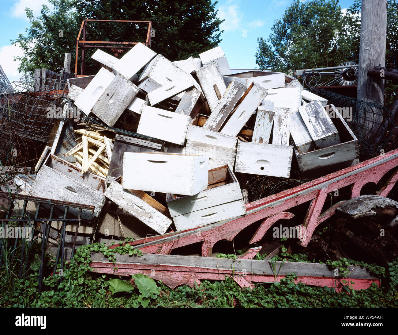 Junkyard scatole di file Foto Stock