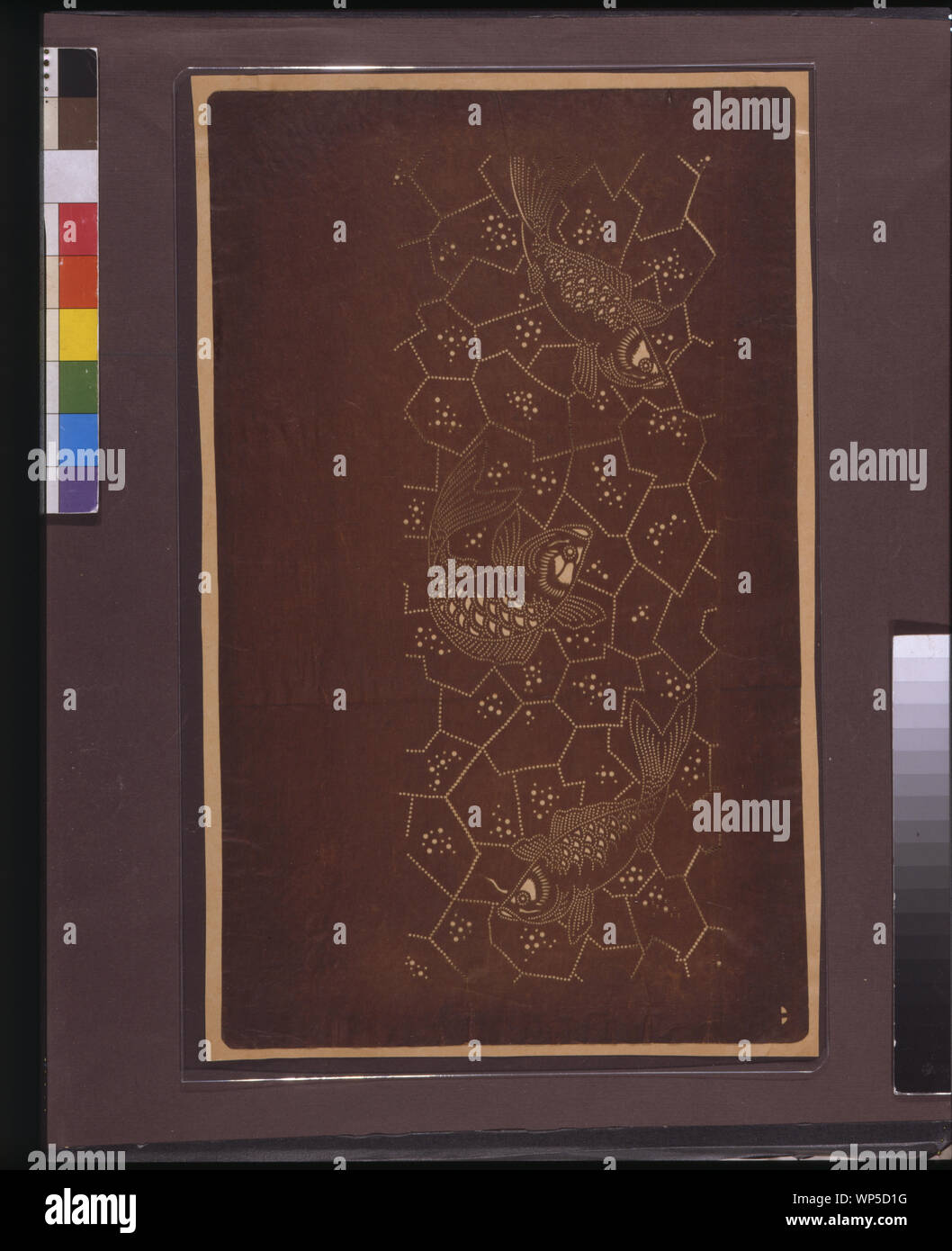 Stencil Katagami con pesce Foto Stock