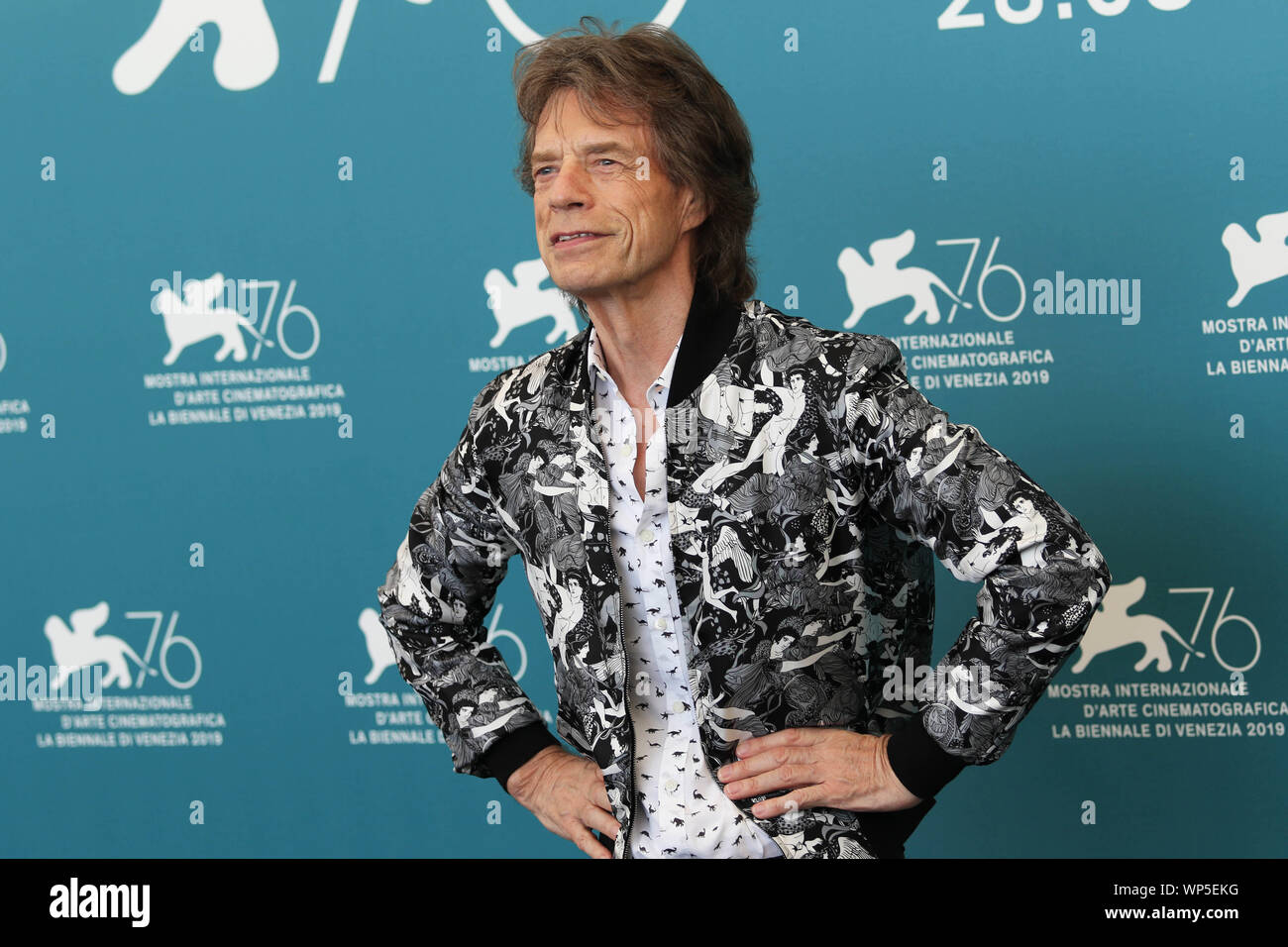 L'Italia, Lido di Venezia, 7 Settembre 2019 : Mick Jagger, frontman dei Rolling Stones rock band, assiste il photocall di 'L'arancio bruciato eresia". 76t Foto Stock