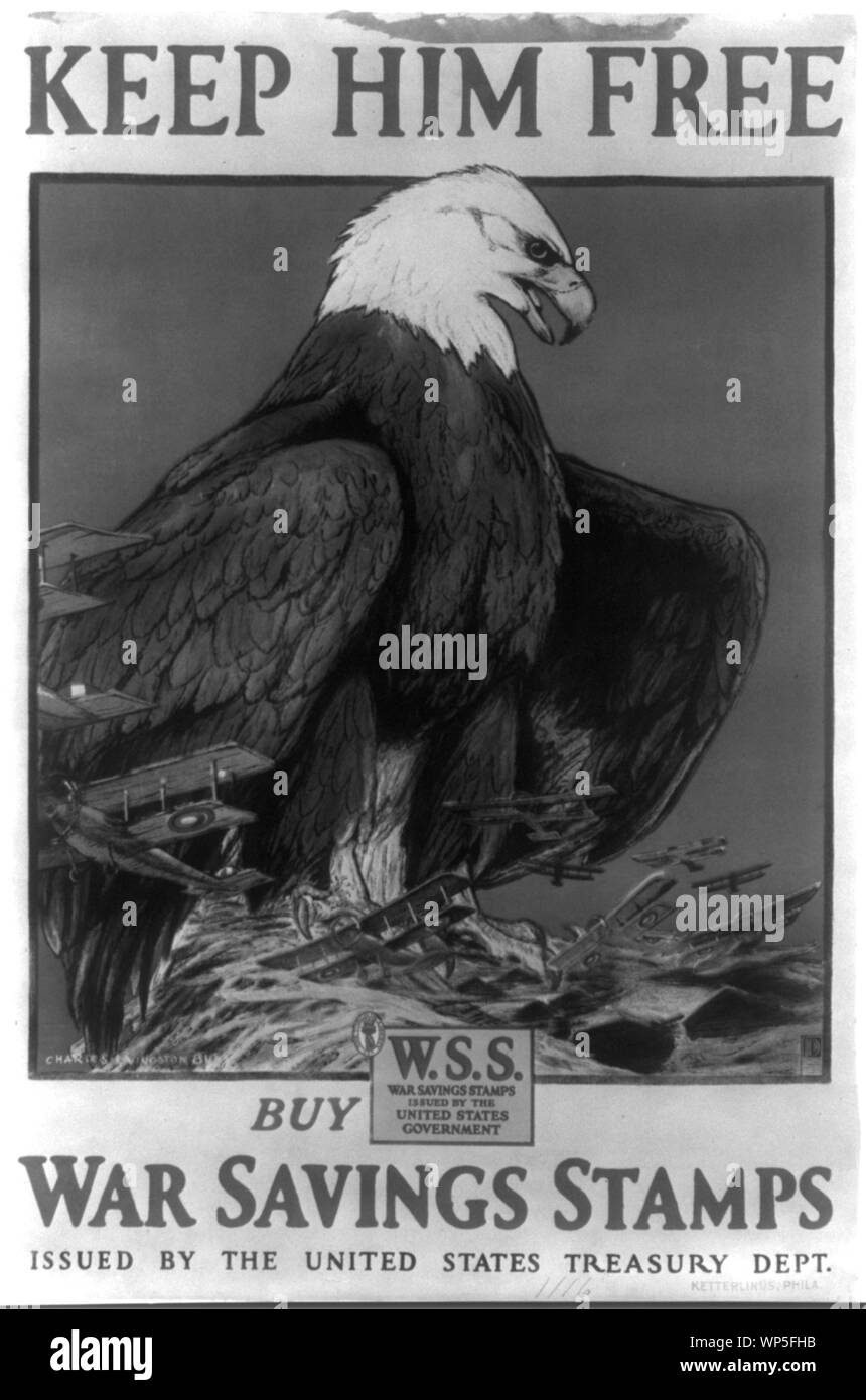 Lui mantenere libero--Buy risparmi di guerra francobolli emessi dagli Stati Uniti Treasury Dept Foto Stock