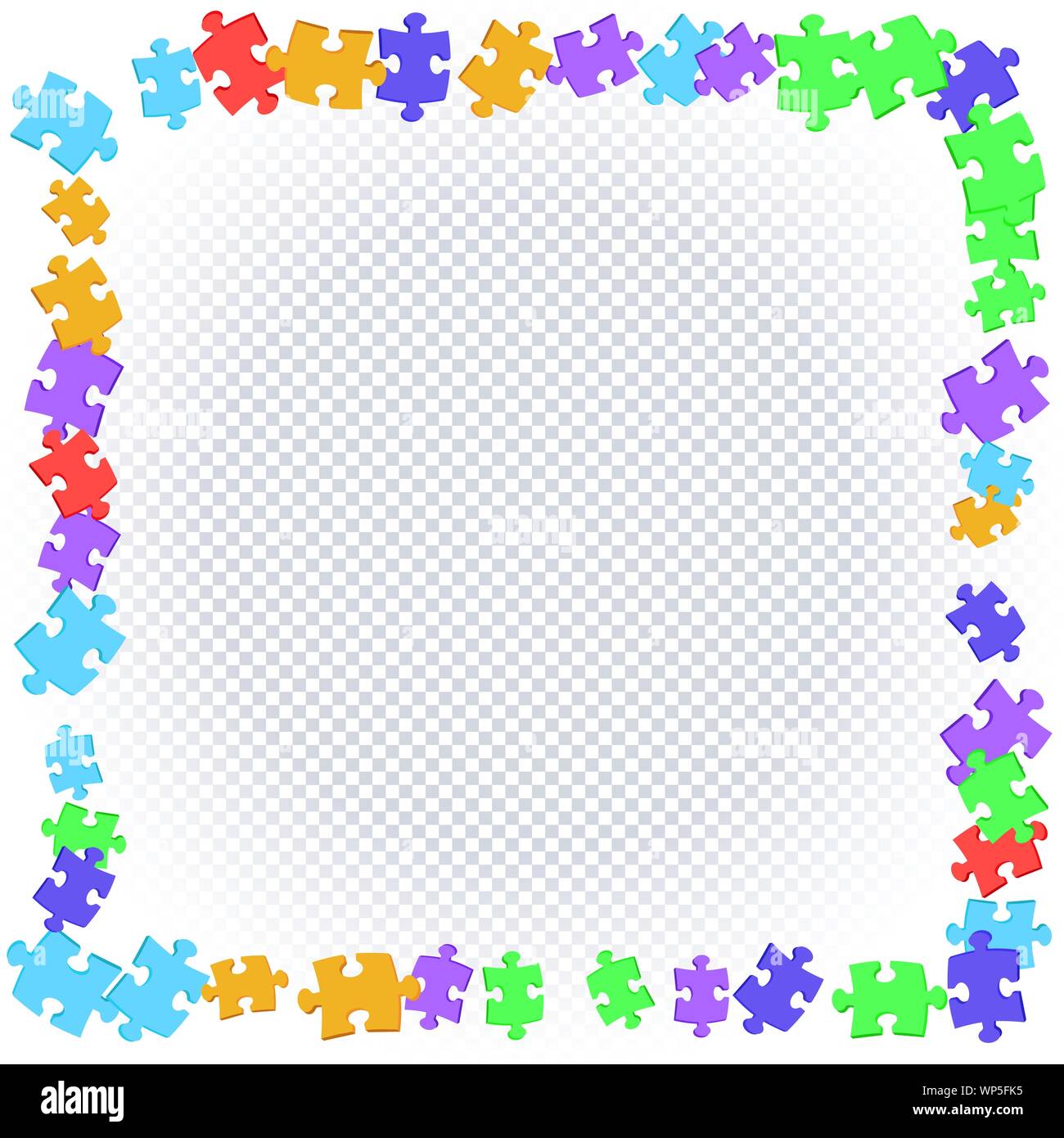 Abstract cornice quadrata di sparse puzzle colorato su sfondo trasparente.  Illustrazione Vettoriale Immagine e Vettoriale - Alamy