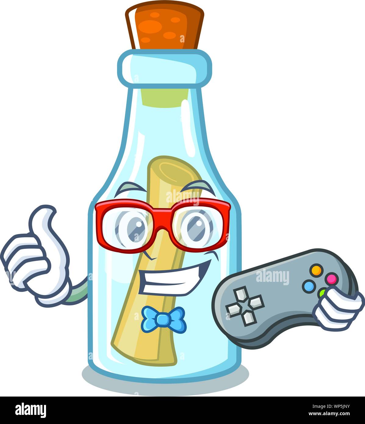 Gamer messaggio in bottiglia su un carattere Illustrazione Vettoriale