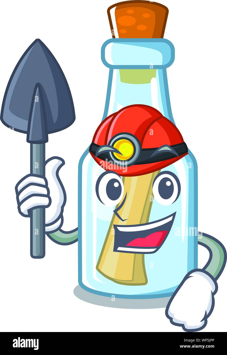 Il minatore messaggio in bottiglia su un carattere Illustrazione Vettoriale
