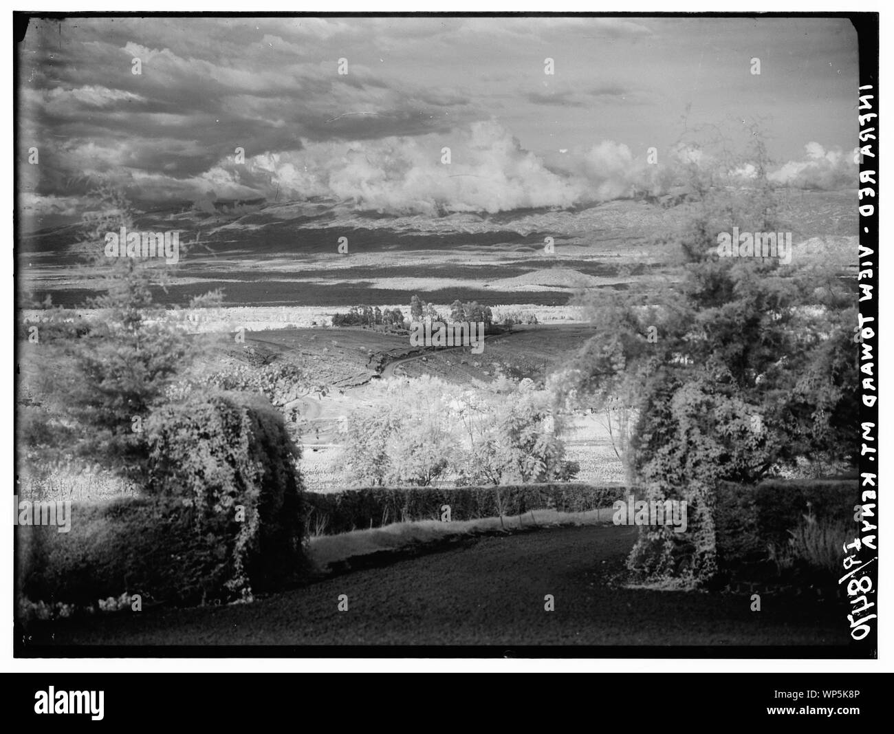 Kenya Colony. Nyeri distretto. Vista verso il Monte Kenia da il outspan Hotel Foto Stock