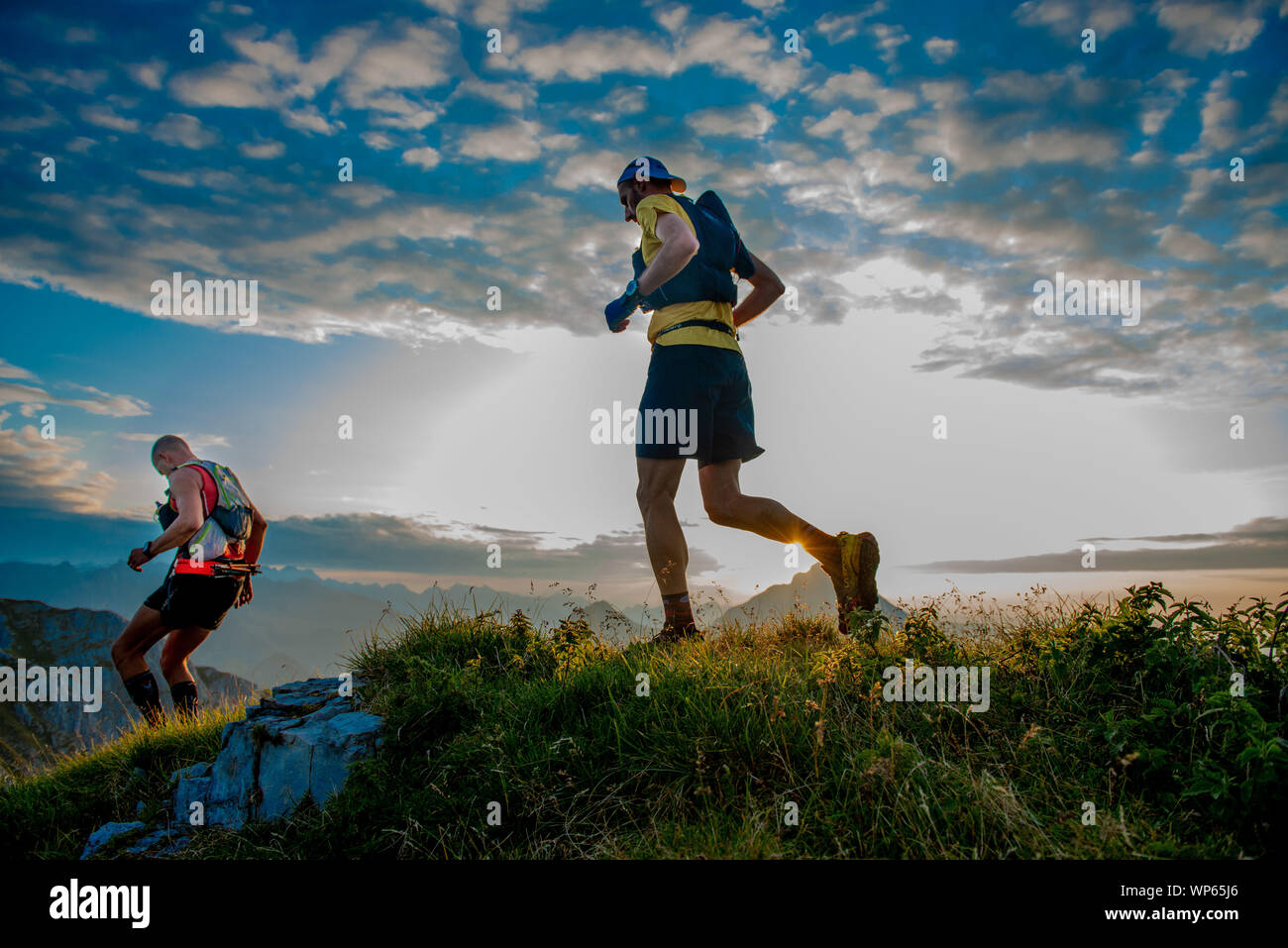 Serina Italia 1 Settembre 2019: estrema race per molto preparati fisicamente gli atleti sulle creste delle montagne orobiche. Lunga 50 chilometri con 50 Foto Stock