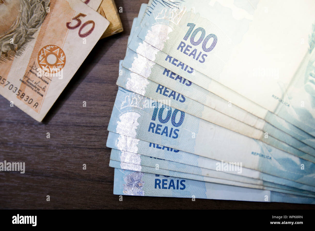 Banconote Real brasiliano note, soldi dal Brasile, note di Real, Brasile BRL banconota, valuta brasiliana, di economia e affari. Foto Stock