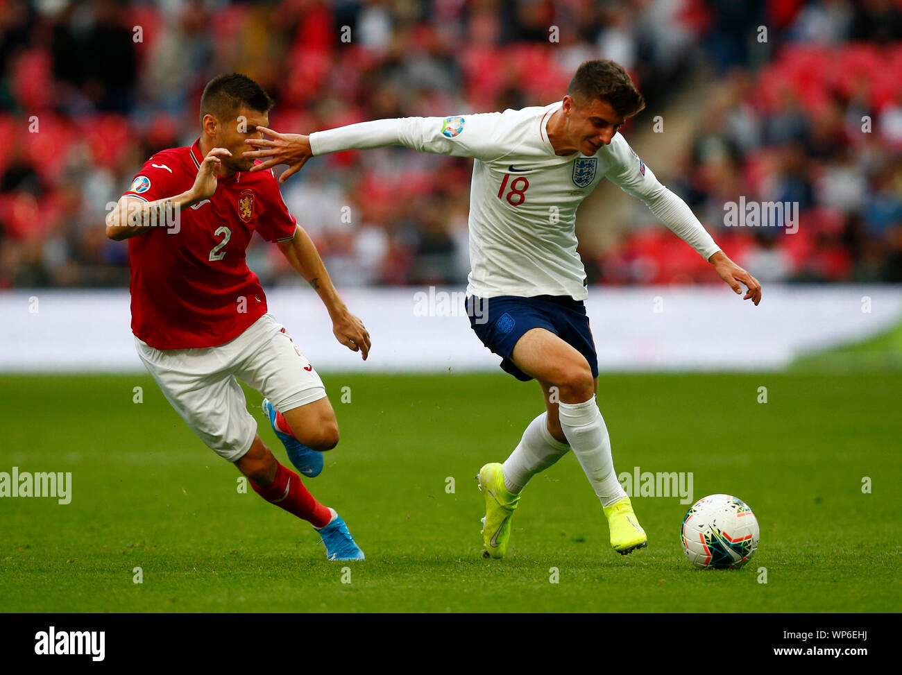 Londra, Regno Unito. 07Th Sep, 2019. Londra, Inghilterra. Settembre 07: Mason Mount di Inghilterra durante UEFA EURO 2020 il qualificatore tra Inghilterra e la Bulgaria allo stadio di Wembley a Londra, in Inghilterra, il 07 settembre 2019 Credit: Azione Foto Sport/Alamy Live News Foto Stock