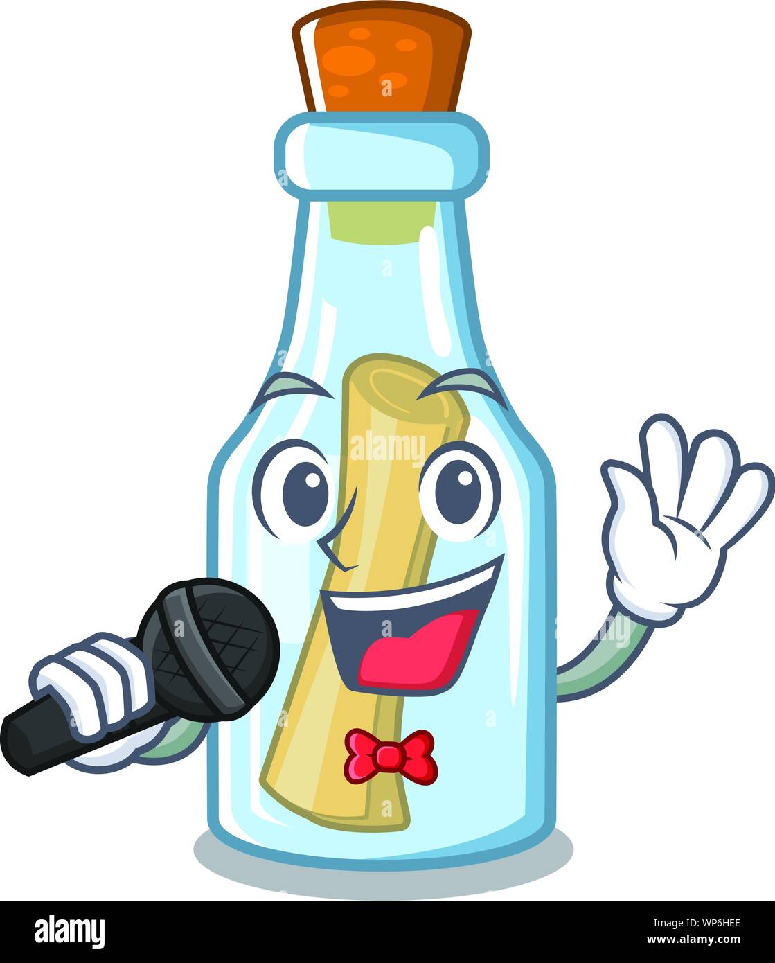 Il canto messaggio in bottiglia su un carattere Illustrazione Vettoriale