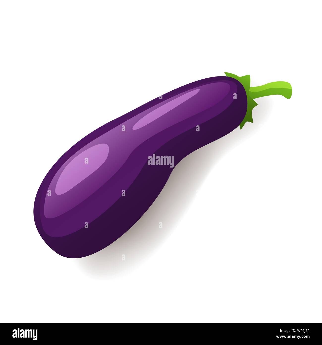 Violetta fresca icona di melanzana isolato, sano cibo organico, vegetale, illustrazione vettoriale. Illustrazione Vettoriale