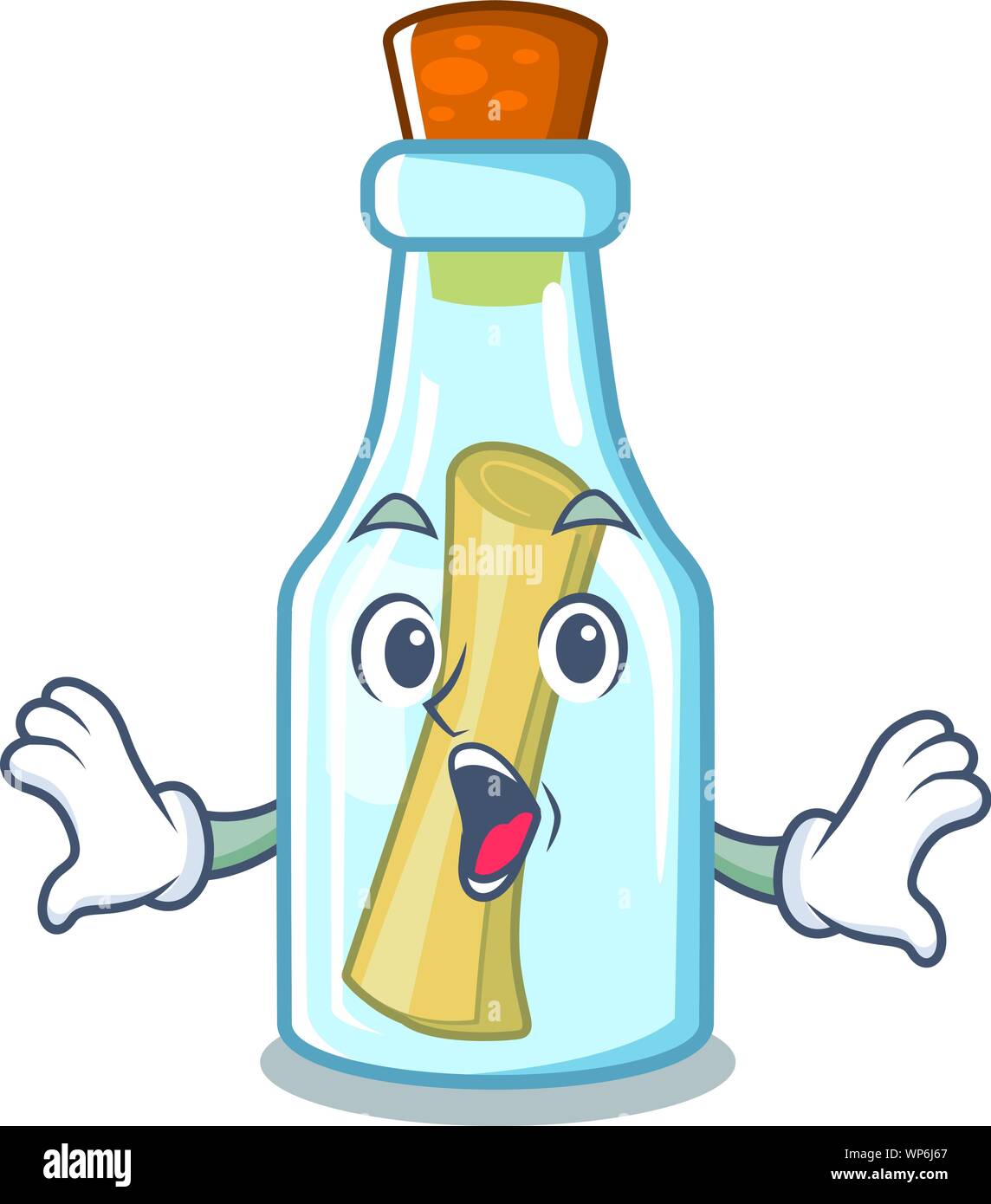 Sorpreso messaggio in bottiglia su un carattere Illustrazione Vettoriale