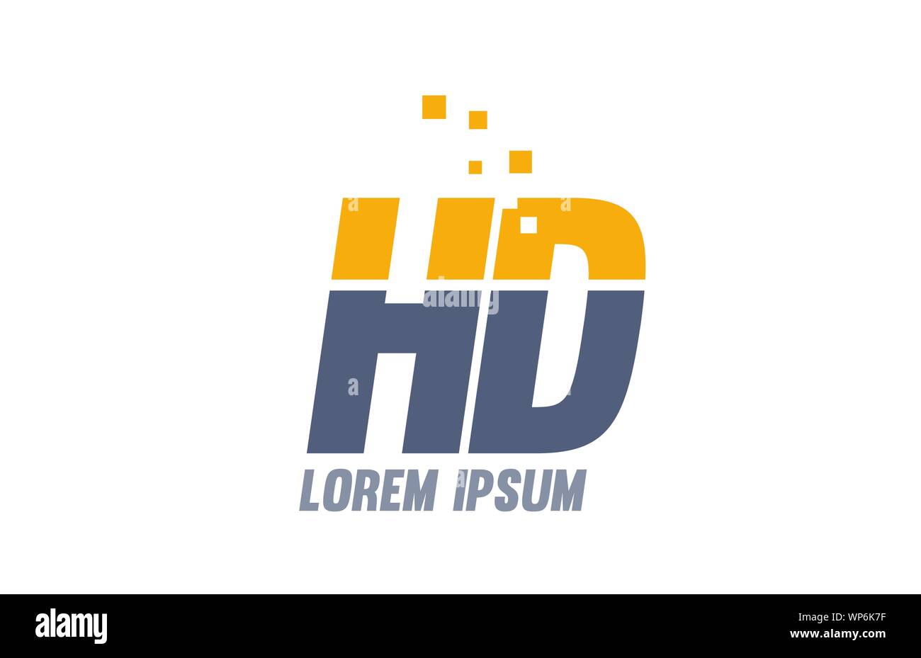 Giallo blu HD H D alfabeto lettera icona logo design adatto per una società o business Illustrazione Vettoriale