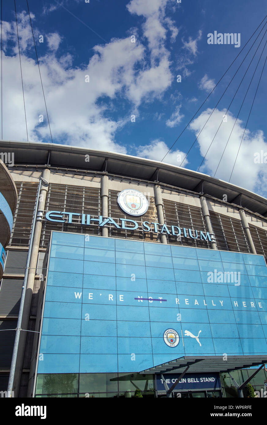 L'Etihad Stadium, casa della Premier League il Manchester City football club in Inghilterra, Regno Unito Foto Stock