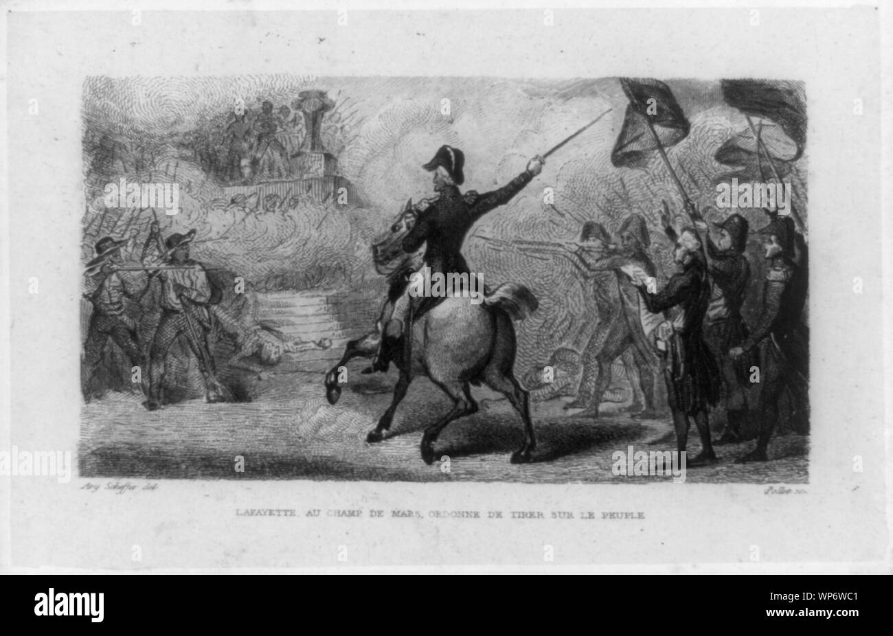 Lafayette au Champ de Mars, ordonne de tirer sur le peuple / Ary Scheffer, del. ; Pollet, sc. Foto Stock