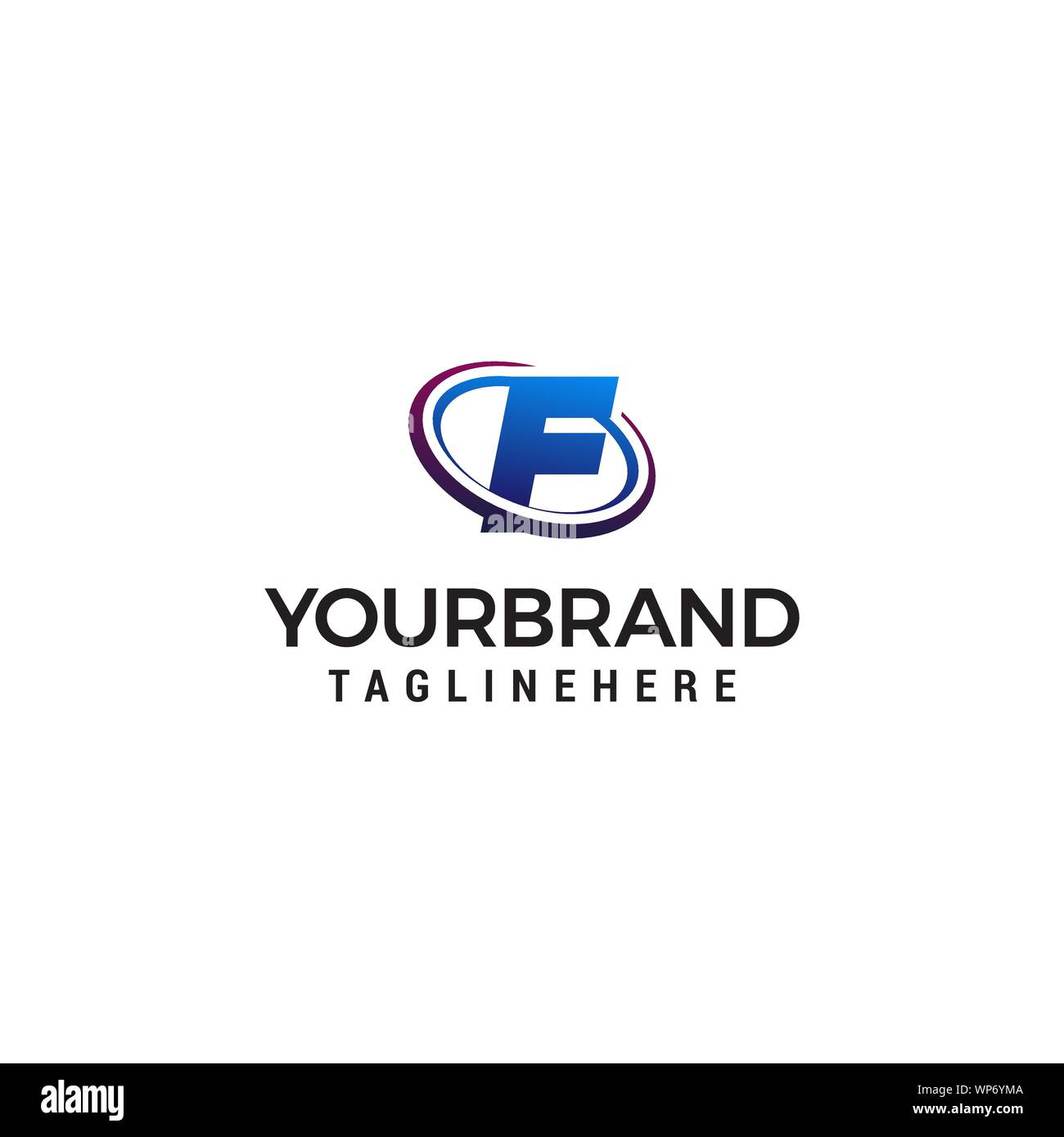 Swoosh lettera F per il logo della tecnologia del modello di concetto Illustrazione Vettoriale