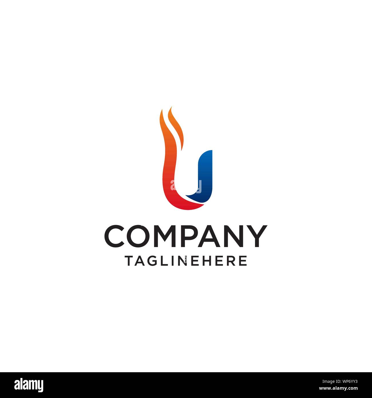 Lettera iniziale U fire logo design. fire logo di società, società petrolifere e le compagnie minerarie, fire logos, marketing aziendale loghi aziendali. icona vettore. Illustrazione Vettoriale