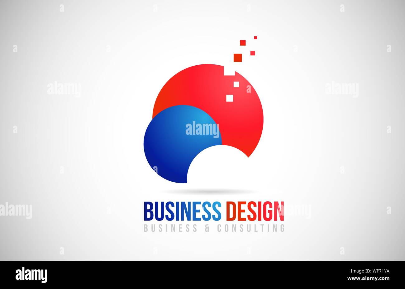 Business Consulting logo design icona con il cerchio rosso e blu. Corporate identity logotipo Illustrazione Vettoriale