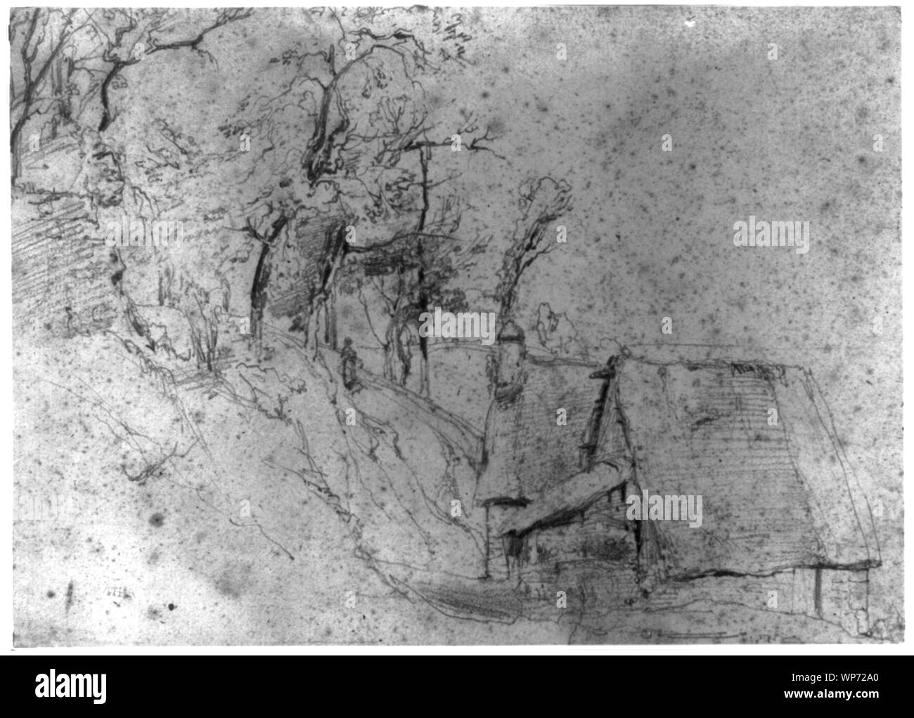 Paesaggio con capanna di paglia Foto Stock