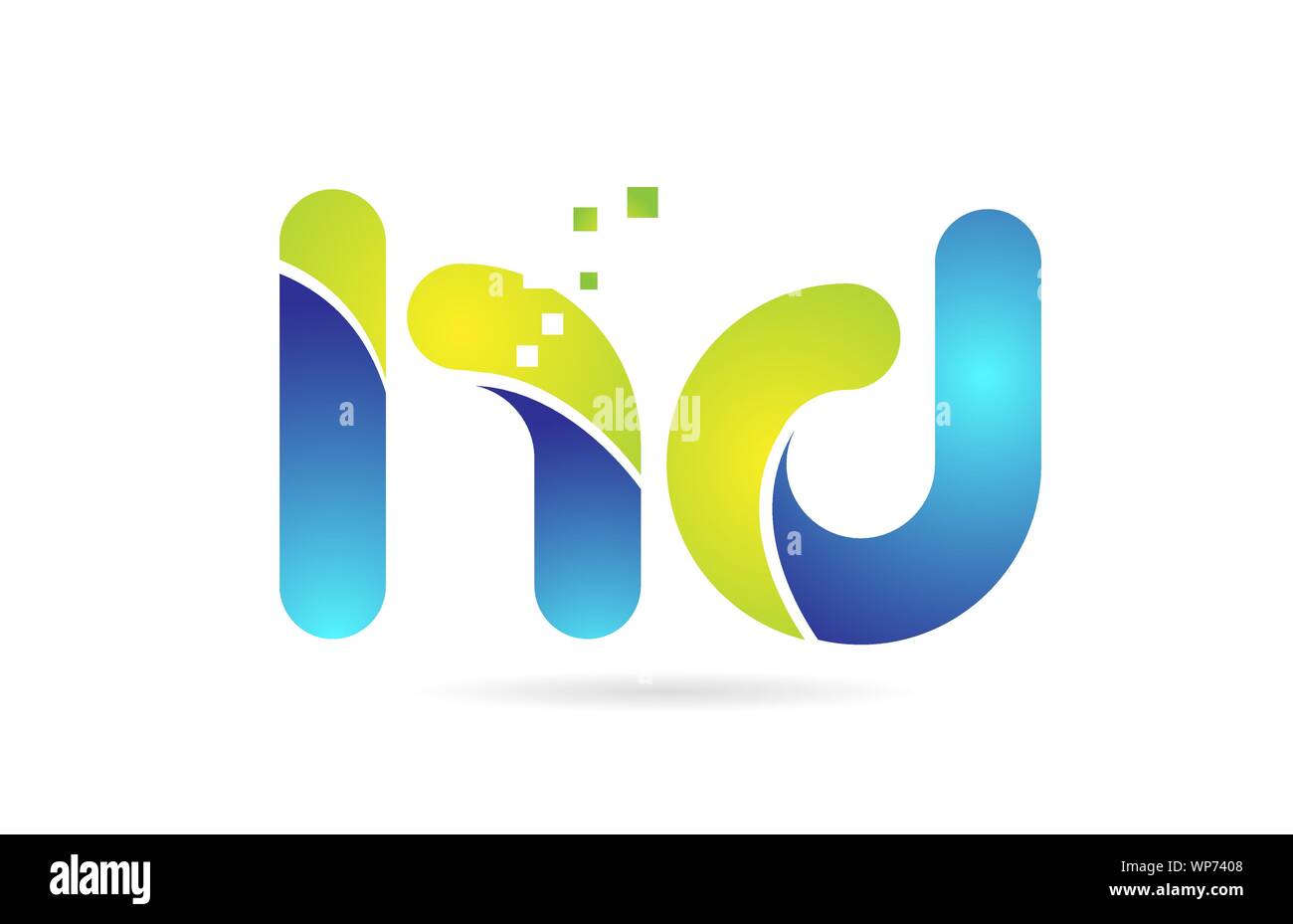 Hd h d blu verde alfabeto lettera di combinazione di logo design adatto per una società o business Illustrazione Vettoriale
