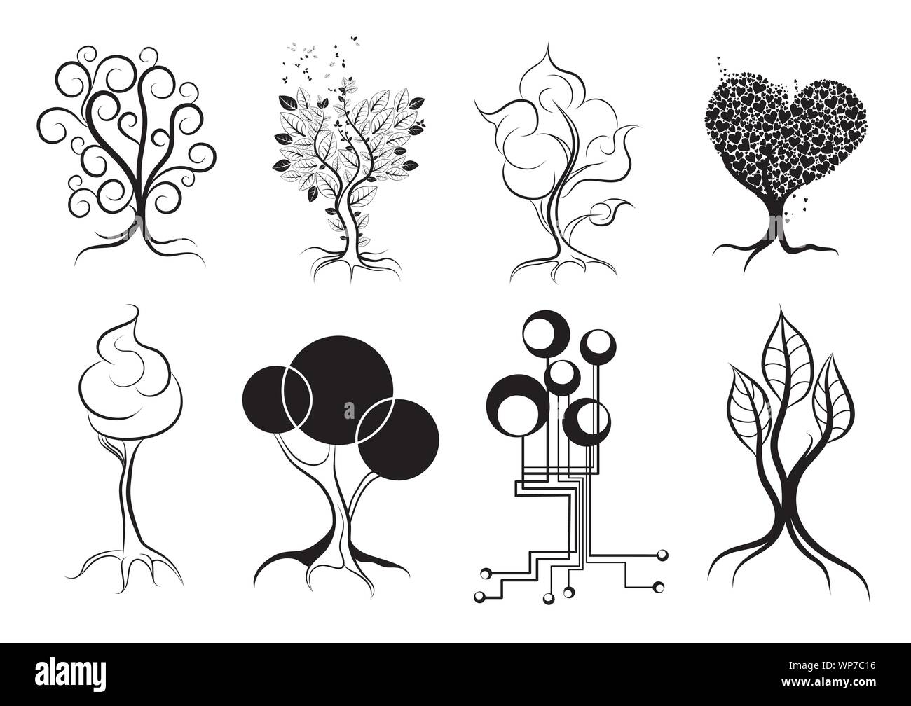 Collezione di alberi Illustrazione Vettoriale