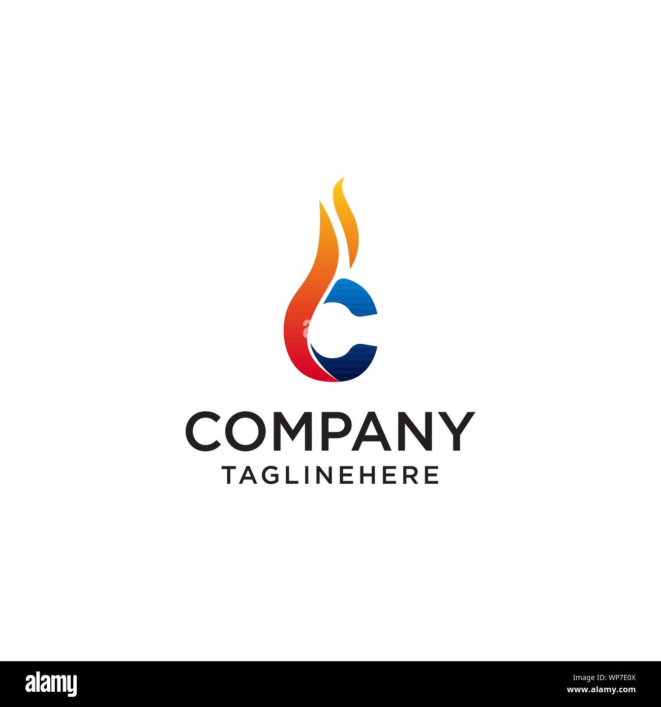 Lettera iniziale C fire logo design. fire logo di società, società petrolifere e le compagnie minerarie, fire logos, marketing aziendale loghi aziendali. icona vettore. Illustrazione Vettoriale