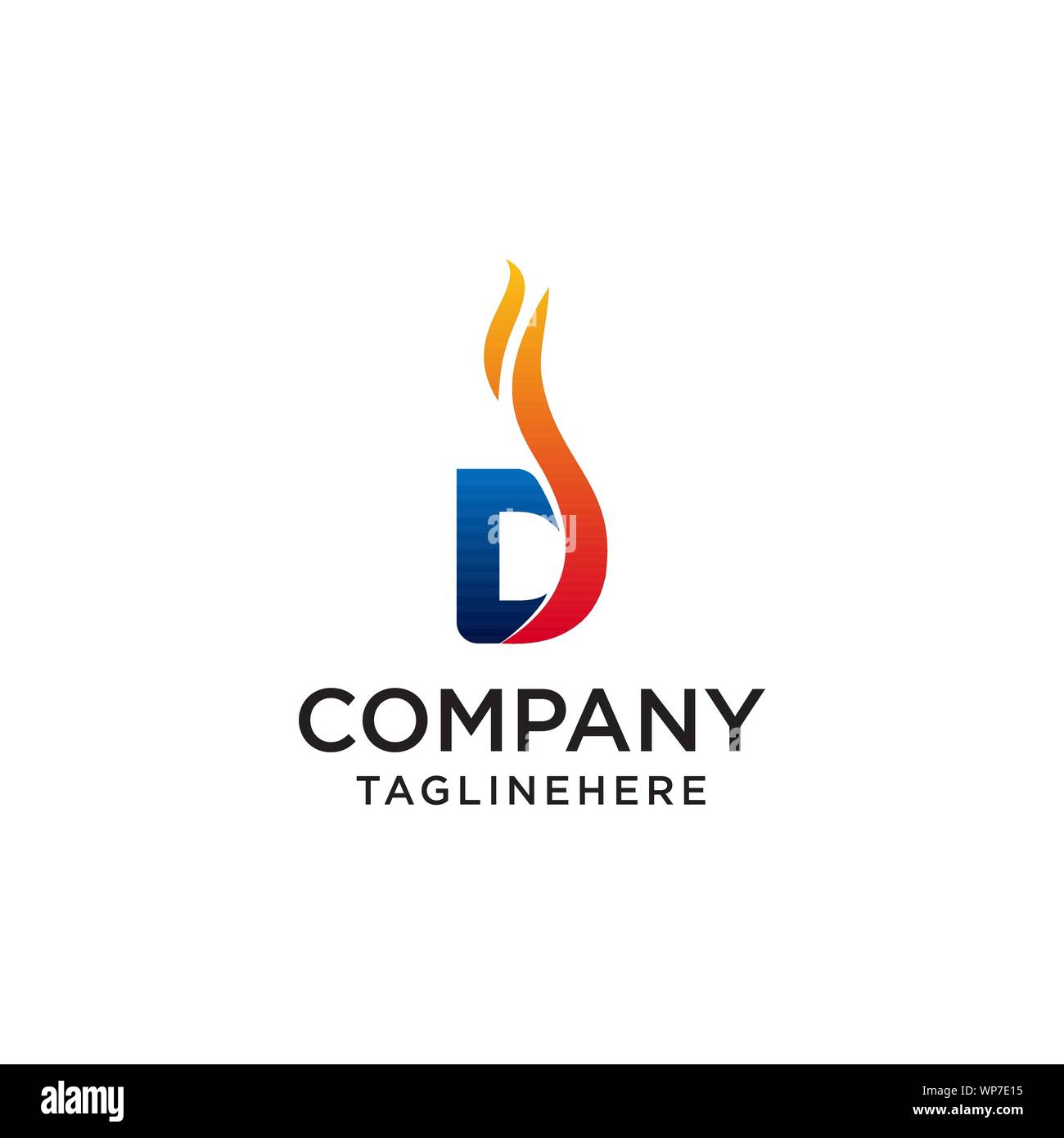 Lettera iniziale d incendio logo design. fire logo di società, società petrolifere e le compagnie minerarie, fire logos, marketing aziendale loghi aziendali. icona vettore. Illustrazione Vettoriale