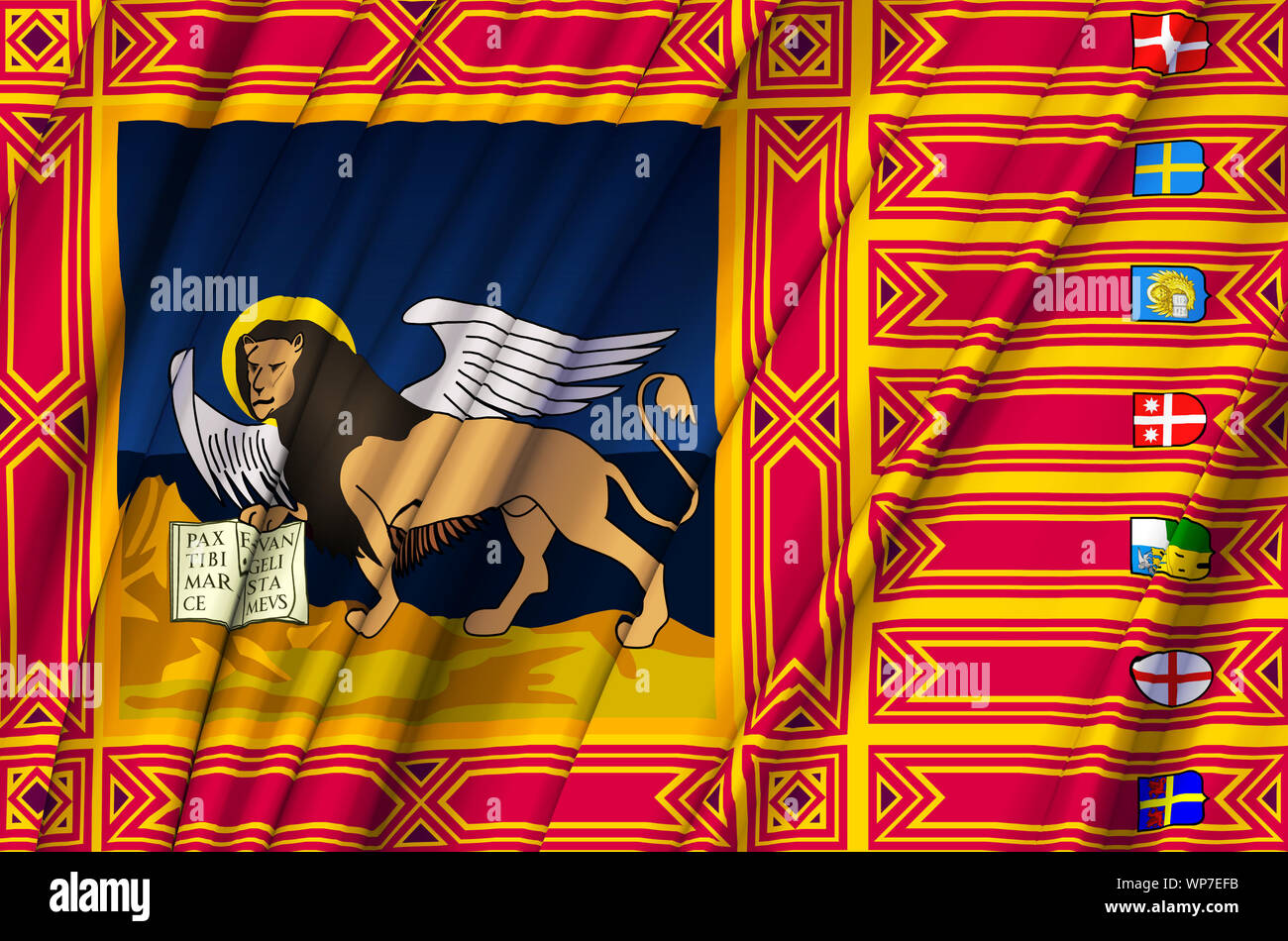 Veneto sventola bandiera illustrazione. Regioni d'Italia. Perfetto per lo sfondo e utilizzo di texture. Foto Stock
