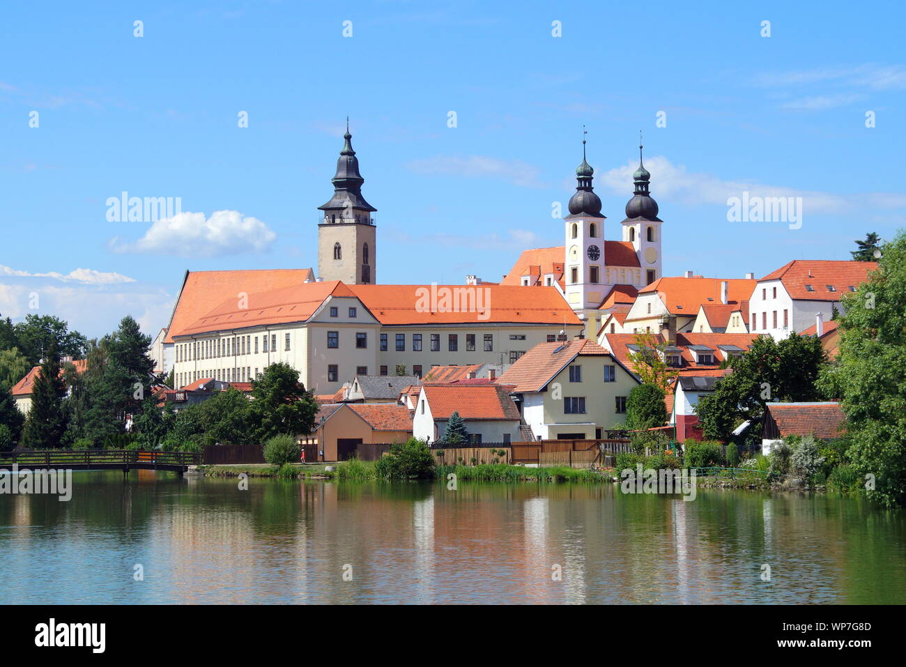Vista di Telc, southern Moravia Repubblica Ceca. Foto Stock