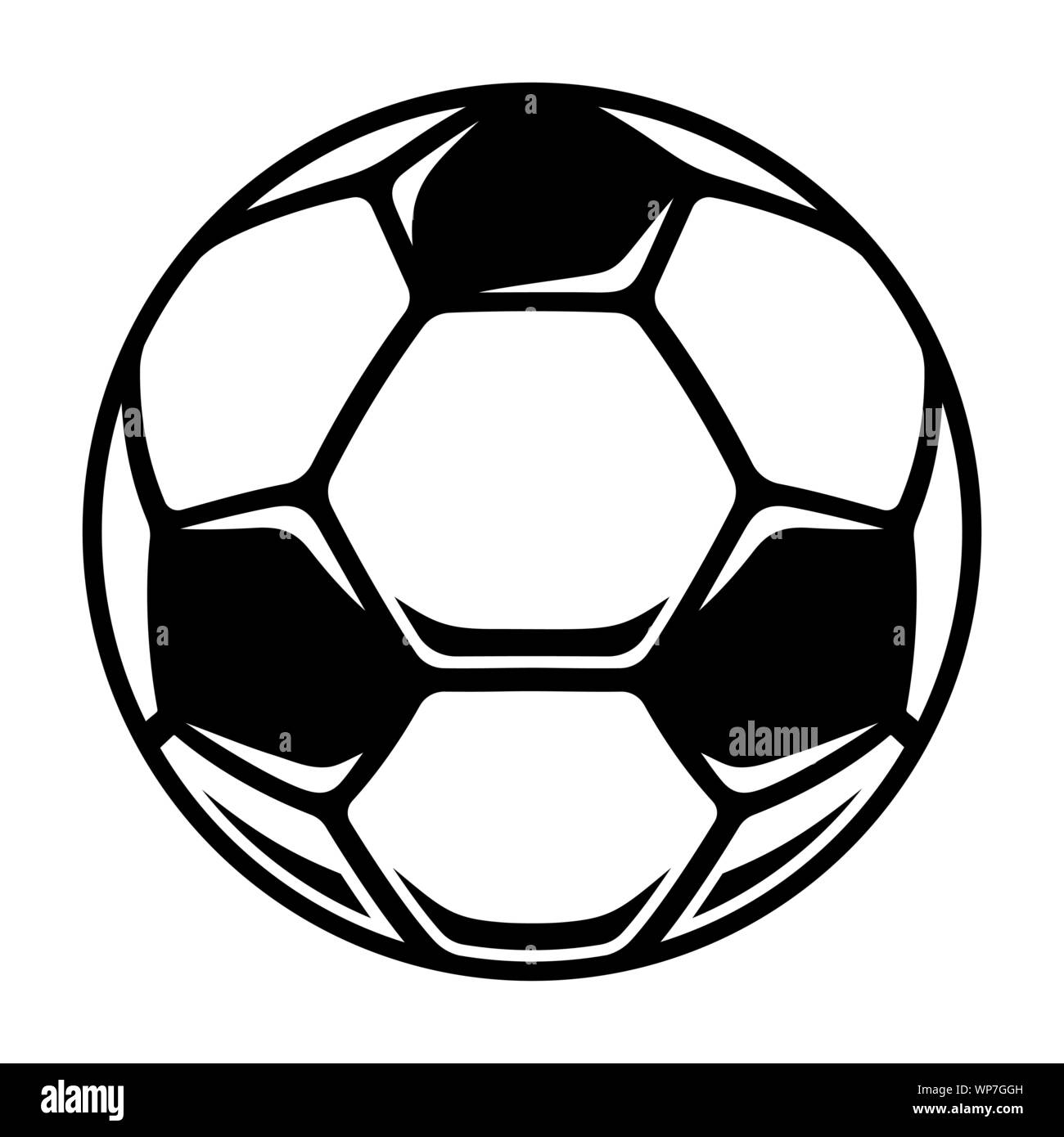 Pallone da calcio icona. Il calcio europeo palla. Bianco e nero illustrazione vettoriale Illustrazione Vettoriale