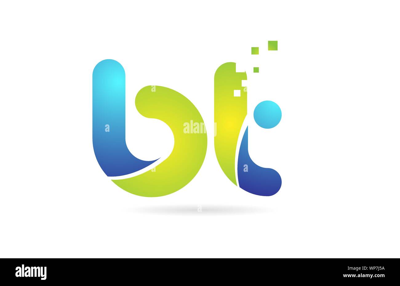 Bt b t verde blu alfabeto lettera di combinazione di logo design adatto per una società o business Illustrazione Vettoriale