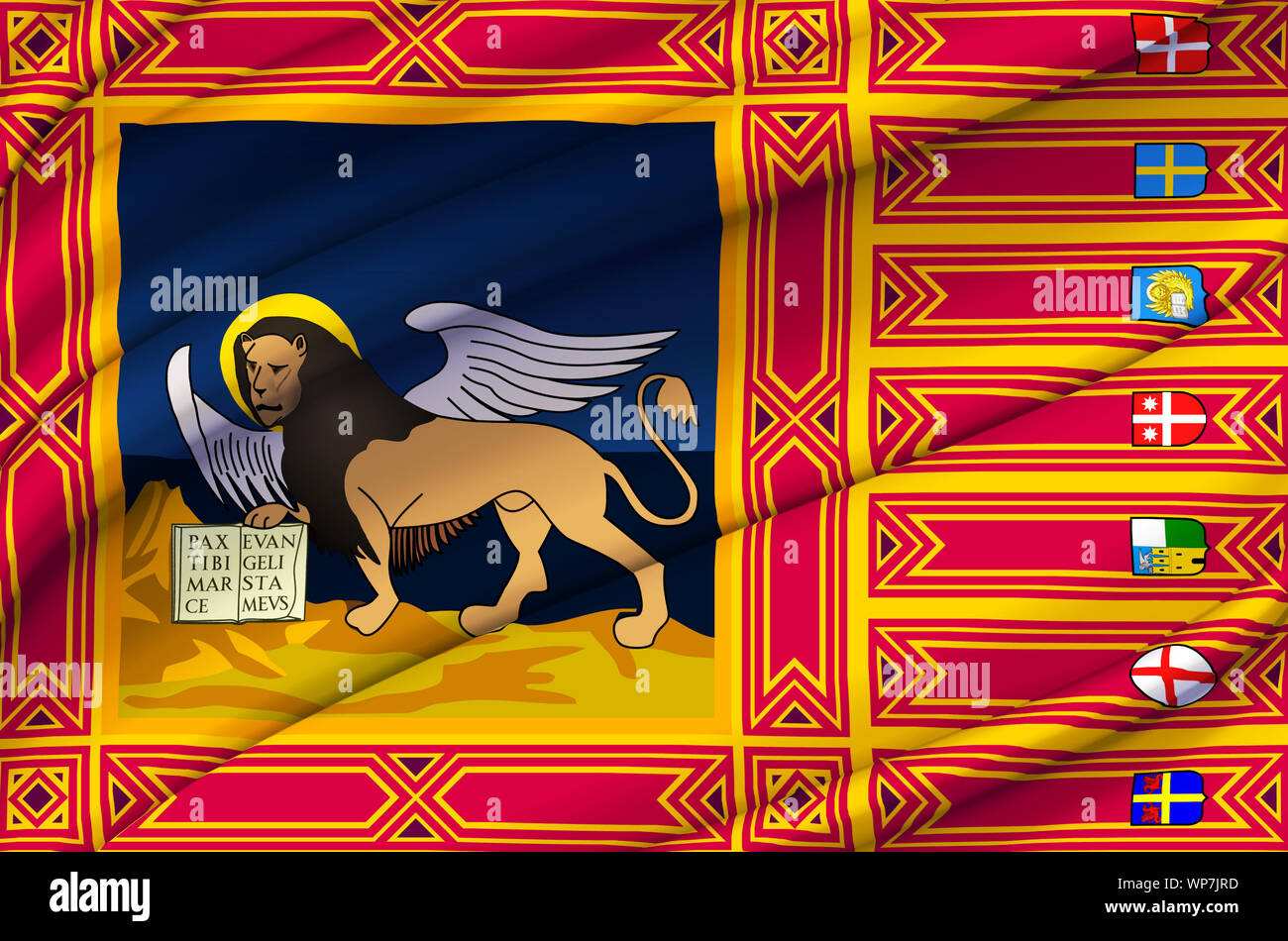 Veneto sventola bandiera illustrazione. Regioni d'Italia. Perfetto per lo sfondo e utilizzo di texture. Foto Stock