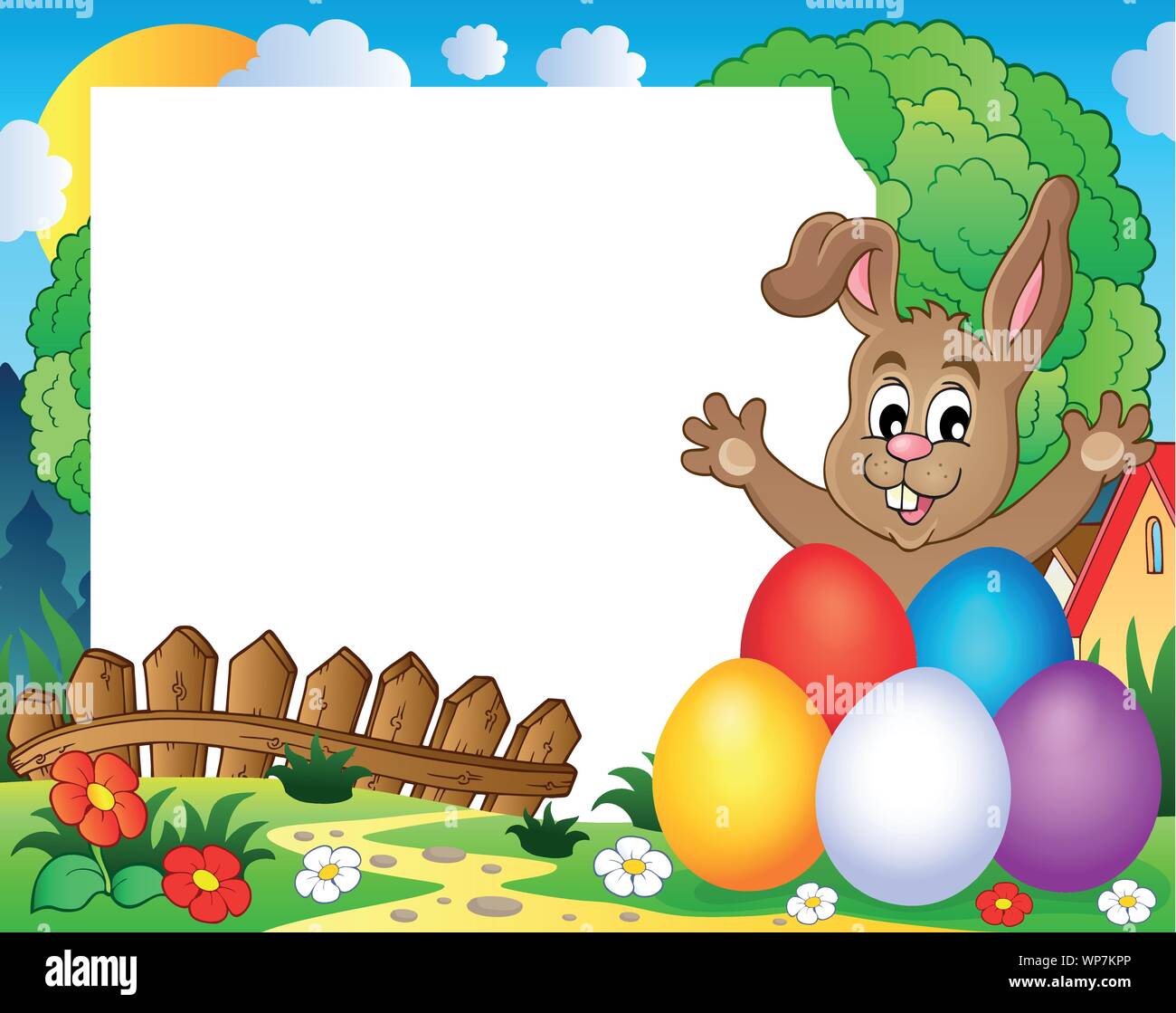 Telaio con il Coniglio di Pasqua tema 2 Illustrazione Vettoriale