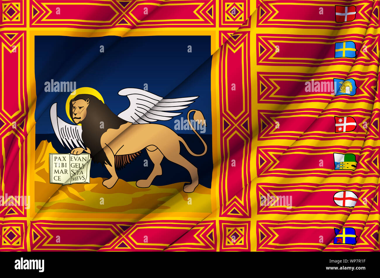 Veneto sventola bandiera illustrazione. Regioni d'Italia. Perfetto per lo sfondo e utilizzo di texture. Foto Stock